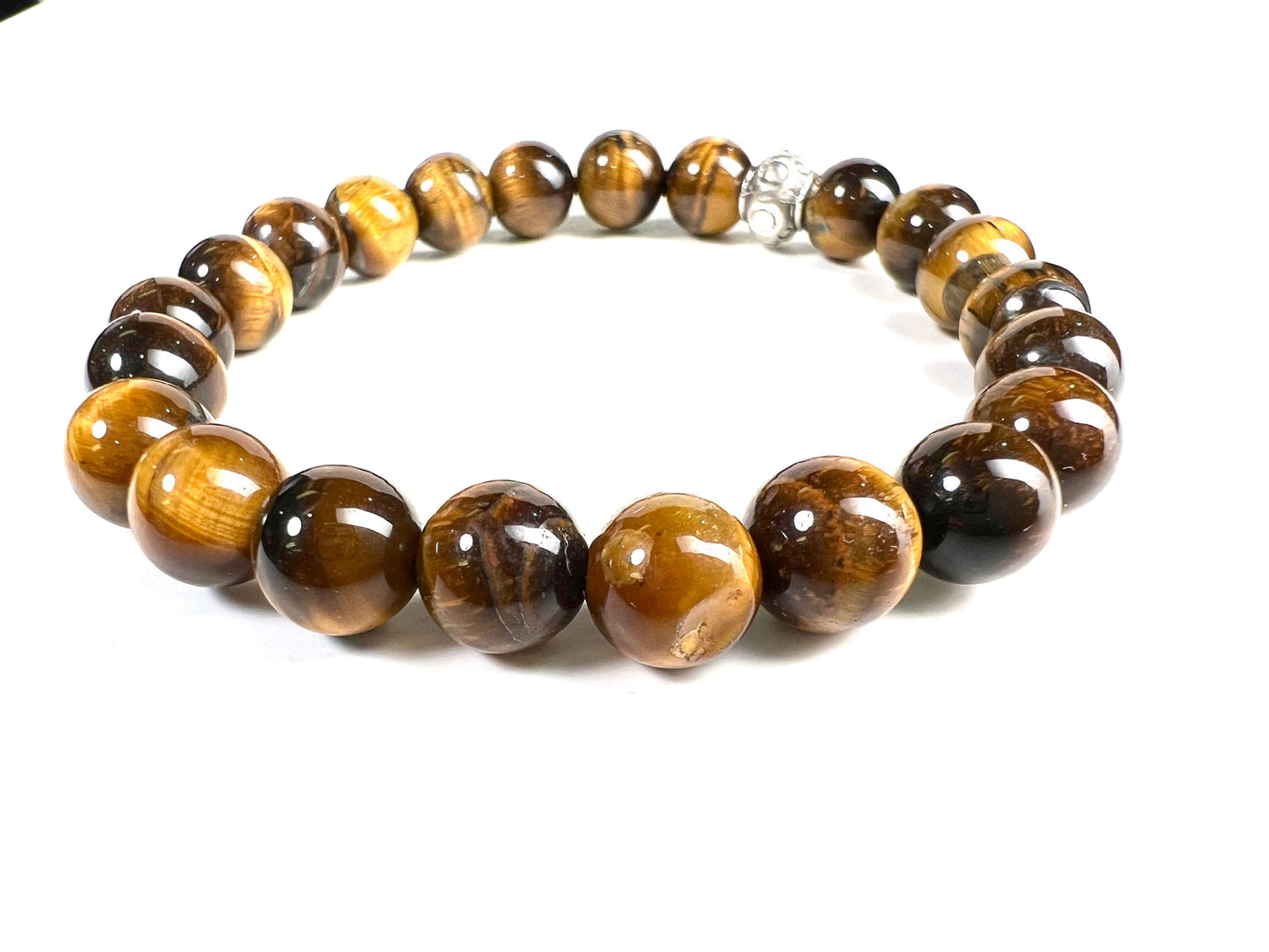 Tiger Eye smooth 8mm natural Gemstone Stretchy Bracelet. Strength and power healing crystal