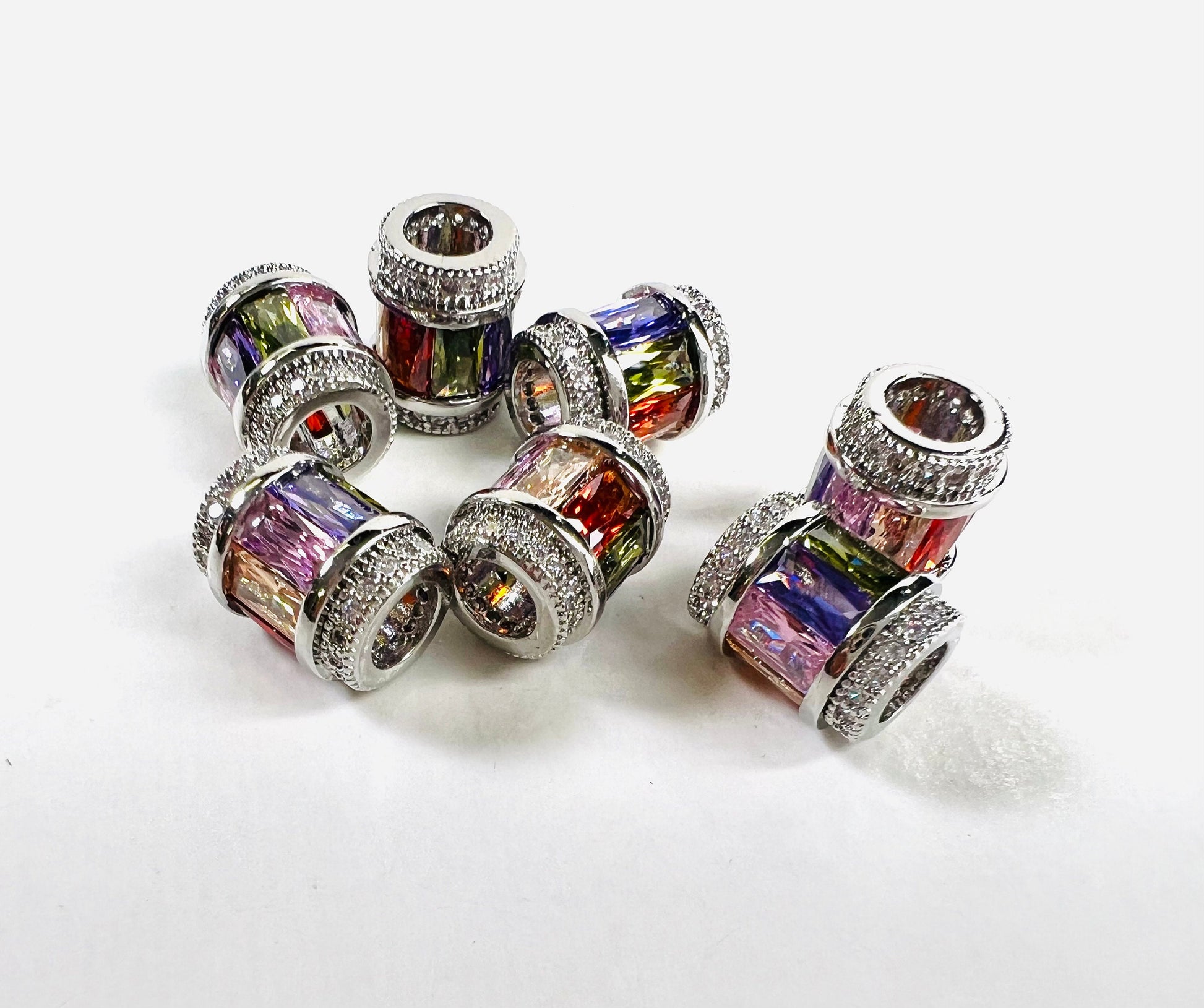 CZ micro pave diamond drum shape spacer multi color.Bead high quality non Tarnish cubic Zirconia jewelry making charm spacer 1Pc