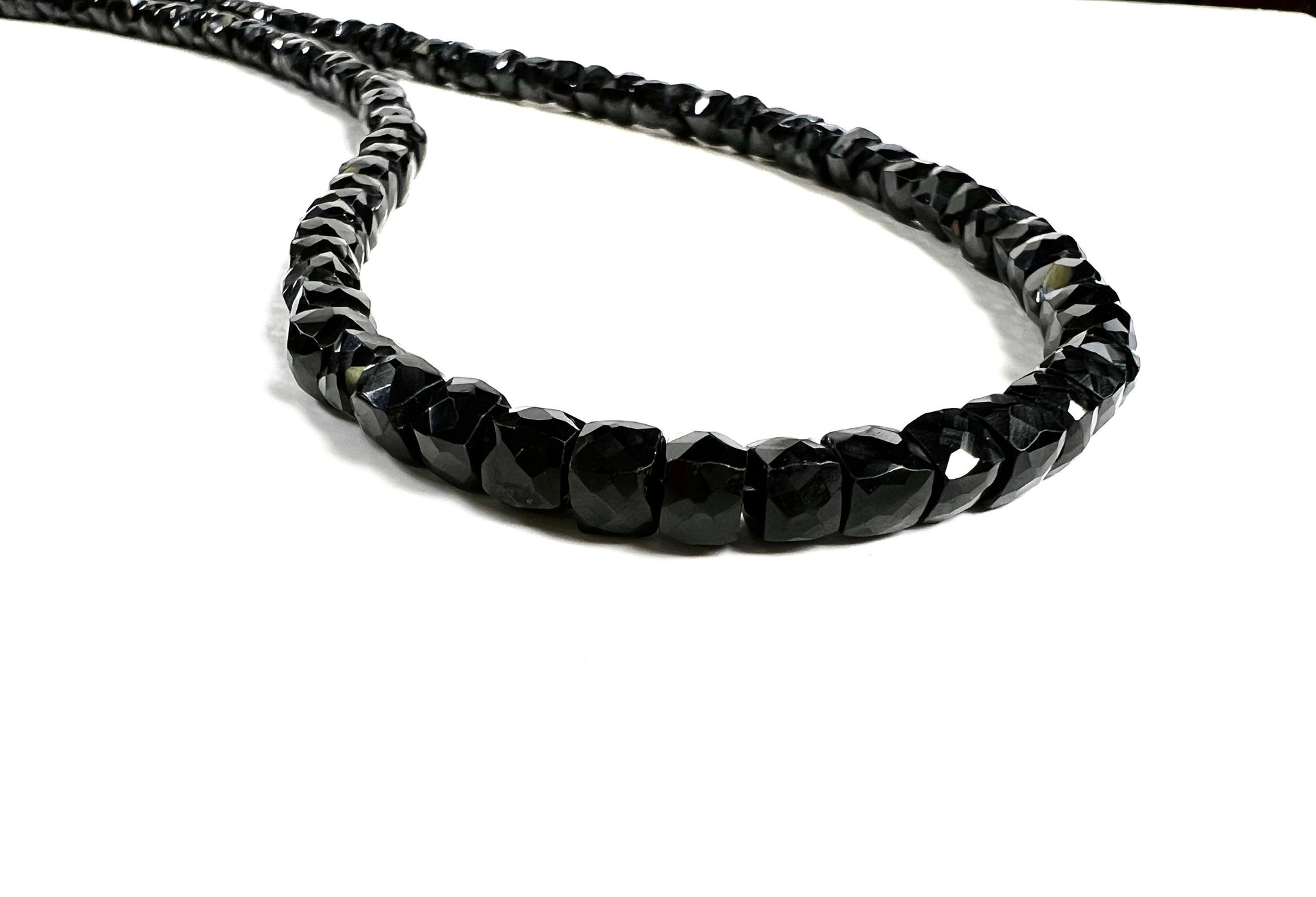 Black Spinel 4mm Square Cube Shape Layering Necklace for Men and Women 14"- 36" 925 Sterling Silver Clasp