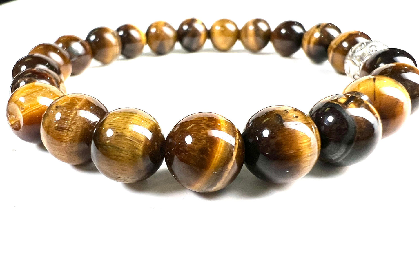 Tiger Eye smooth 8mm natural Gemstone Stretchy Bracelet. Strength and power healing crystal