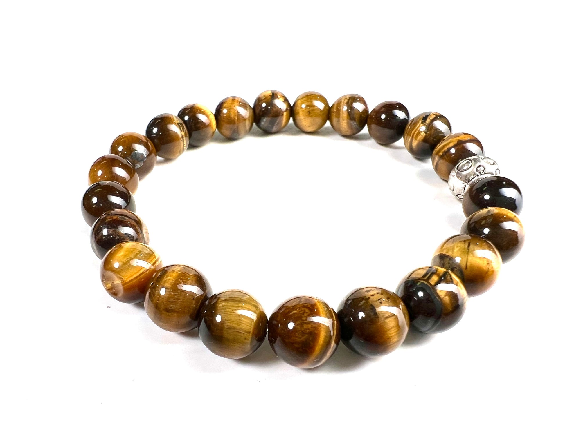 Tiger Eye smooth 8mm natural Gemstone Stretchy Bracelet. Strength and power healing crystal