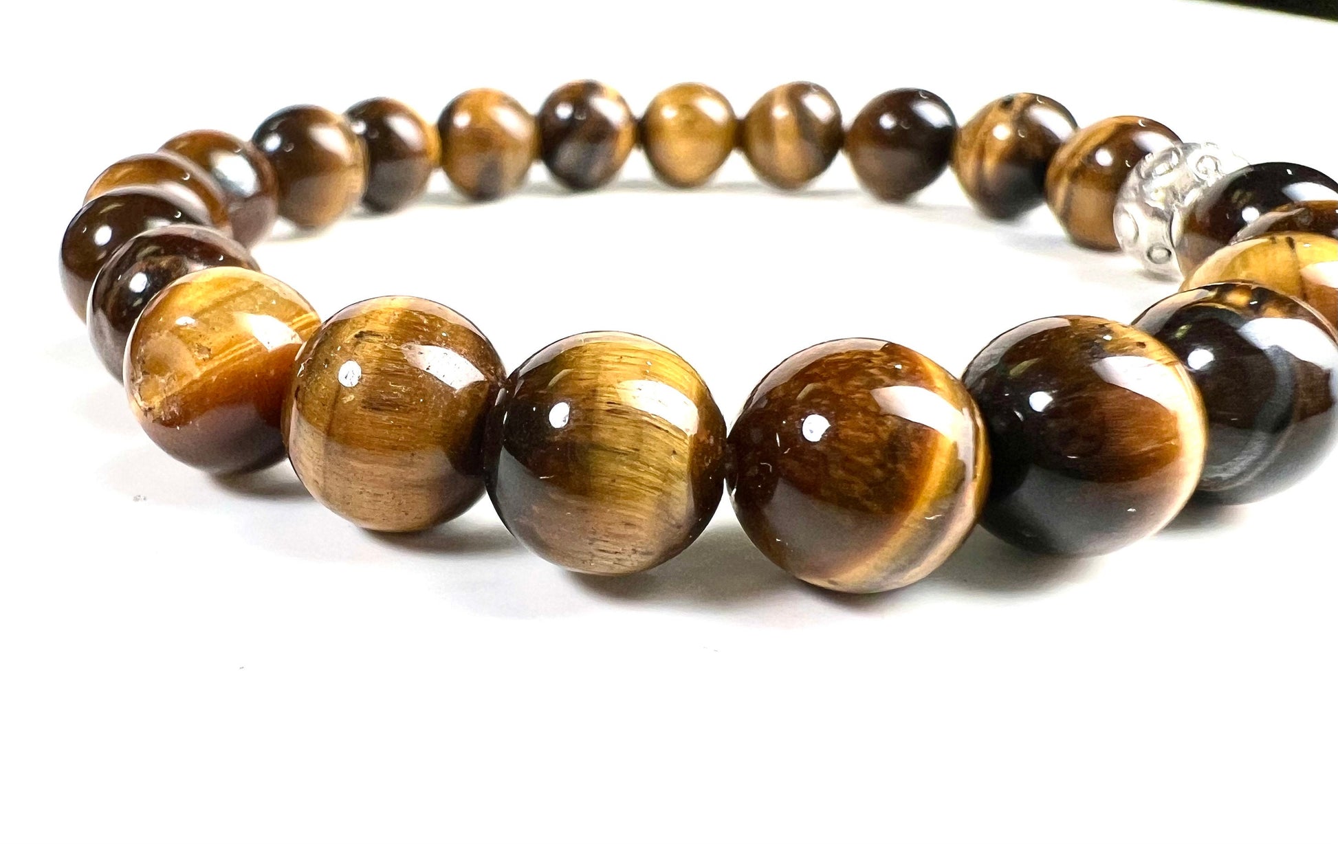 Tiger Eye smooth 8mm natural Gemstone Stretchy Bracelet. Strength and power healing crystal