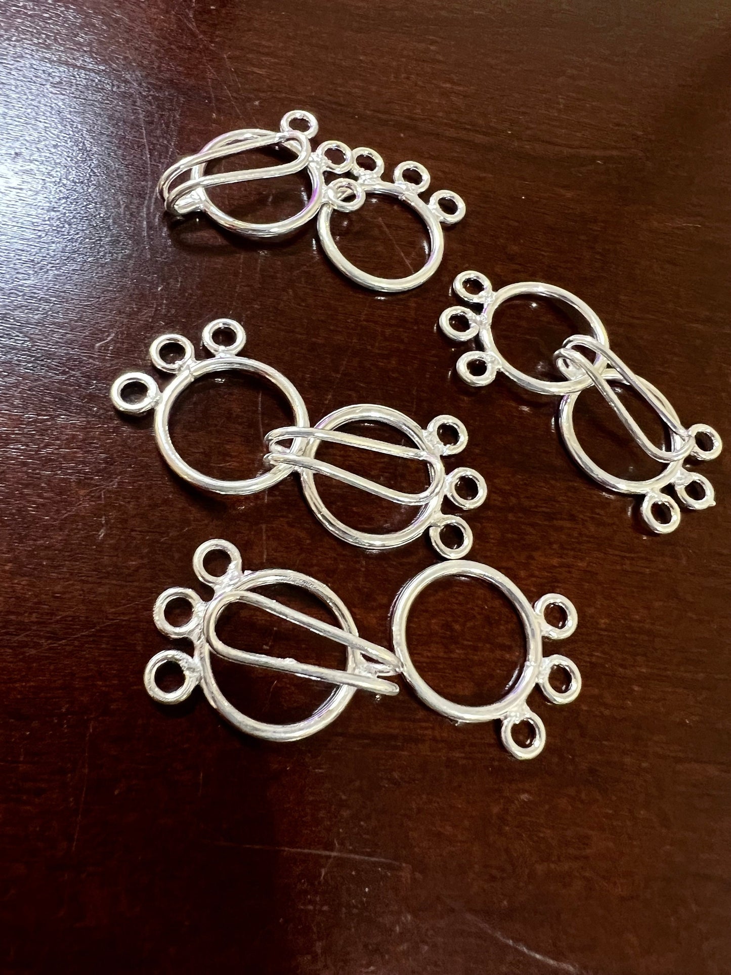 925 sterling silver 3 loop hook and eye circle 17mm each circle, 38mm long with both circle. Jewelry making multi line clasp . 1 set