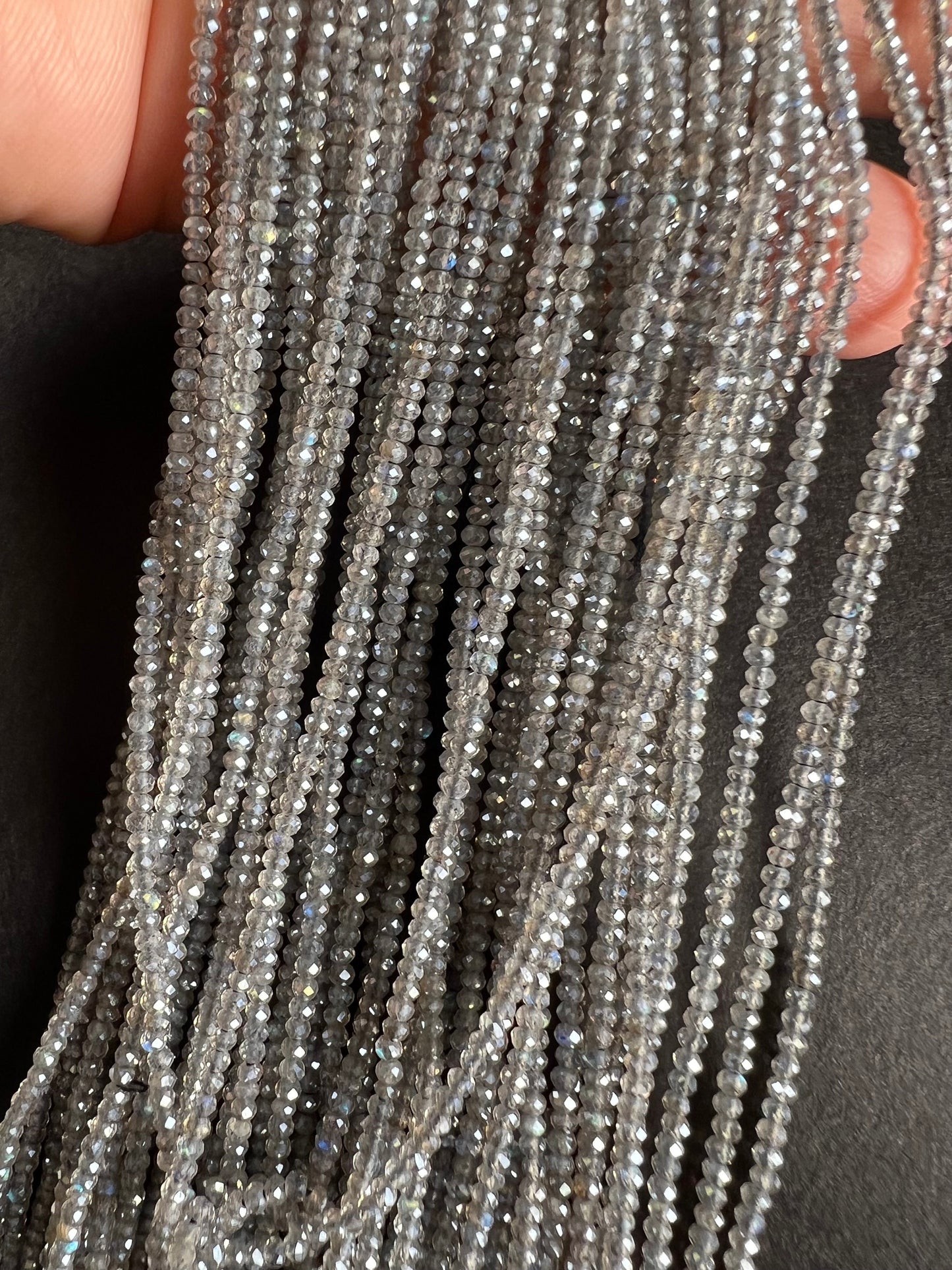Natural Labradorite 2mm faceted mystic beads 12.5” full length