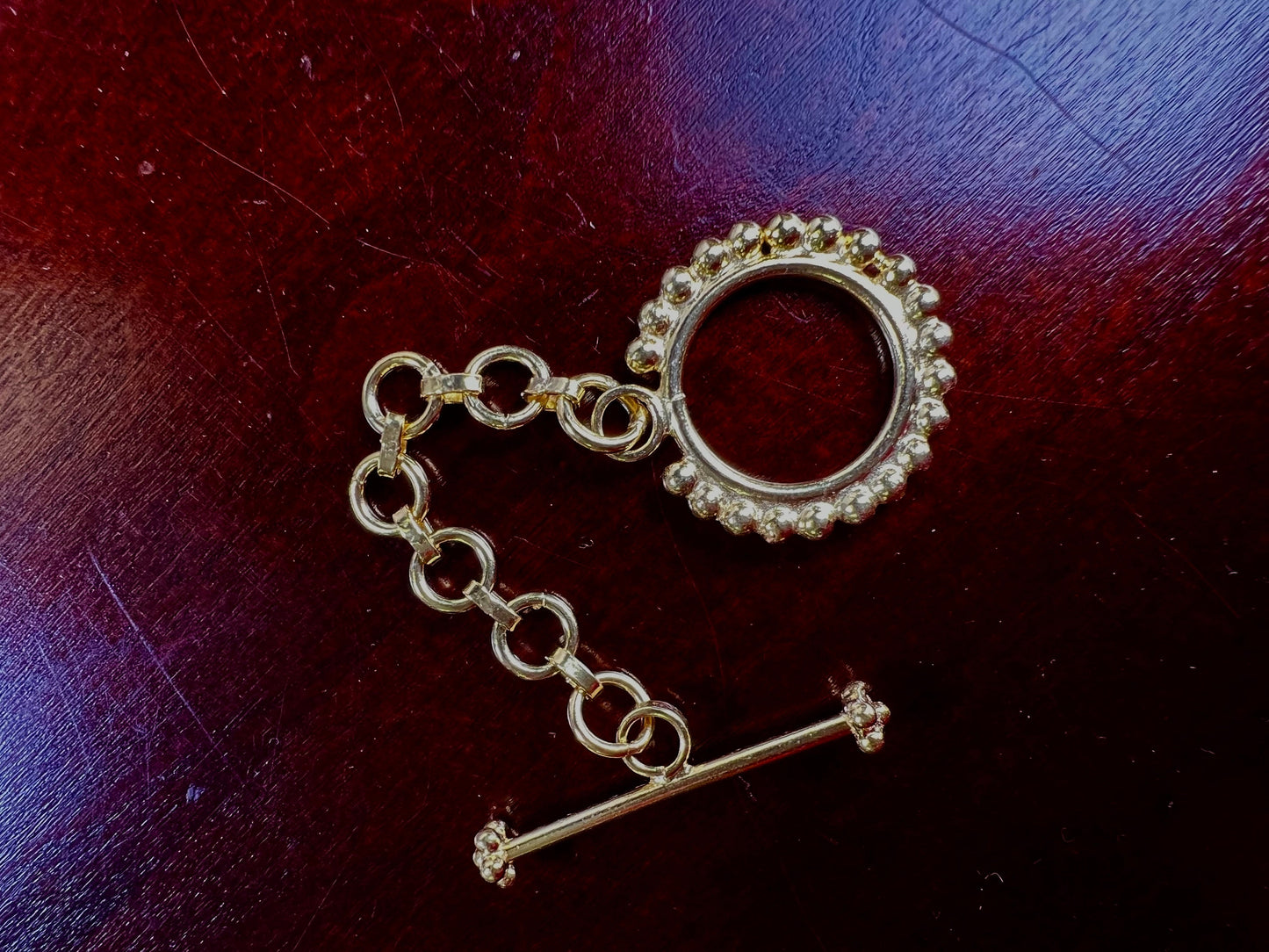 22K Gold Vermeil 925 Sterling Silver Bali fancy Toggle adjustable clasp , 21.5mm Circle, heavy weight, Vintage Handmade Clasp, 1 set or 2