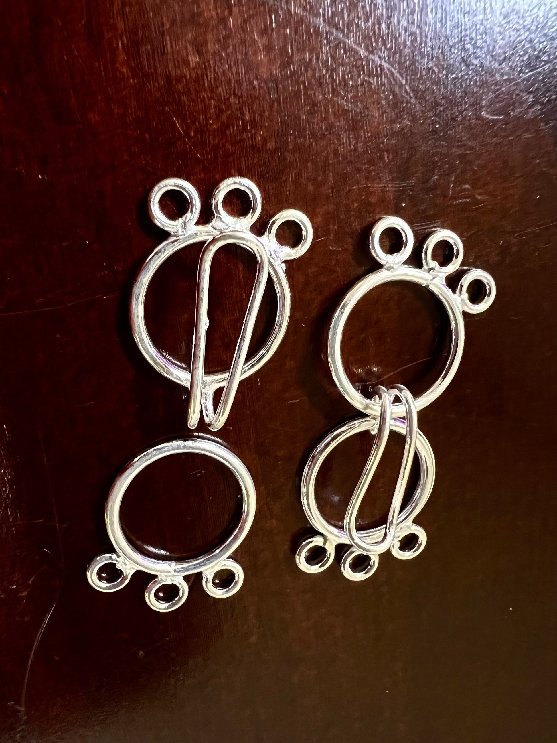 925 sterling silver 3 loop hook and eye circle 17mm each circle, 38mm long with both circle. Jewelry making multi line clasp . 1 set