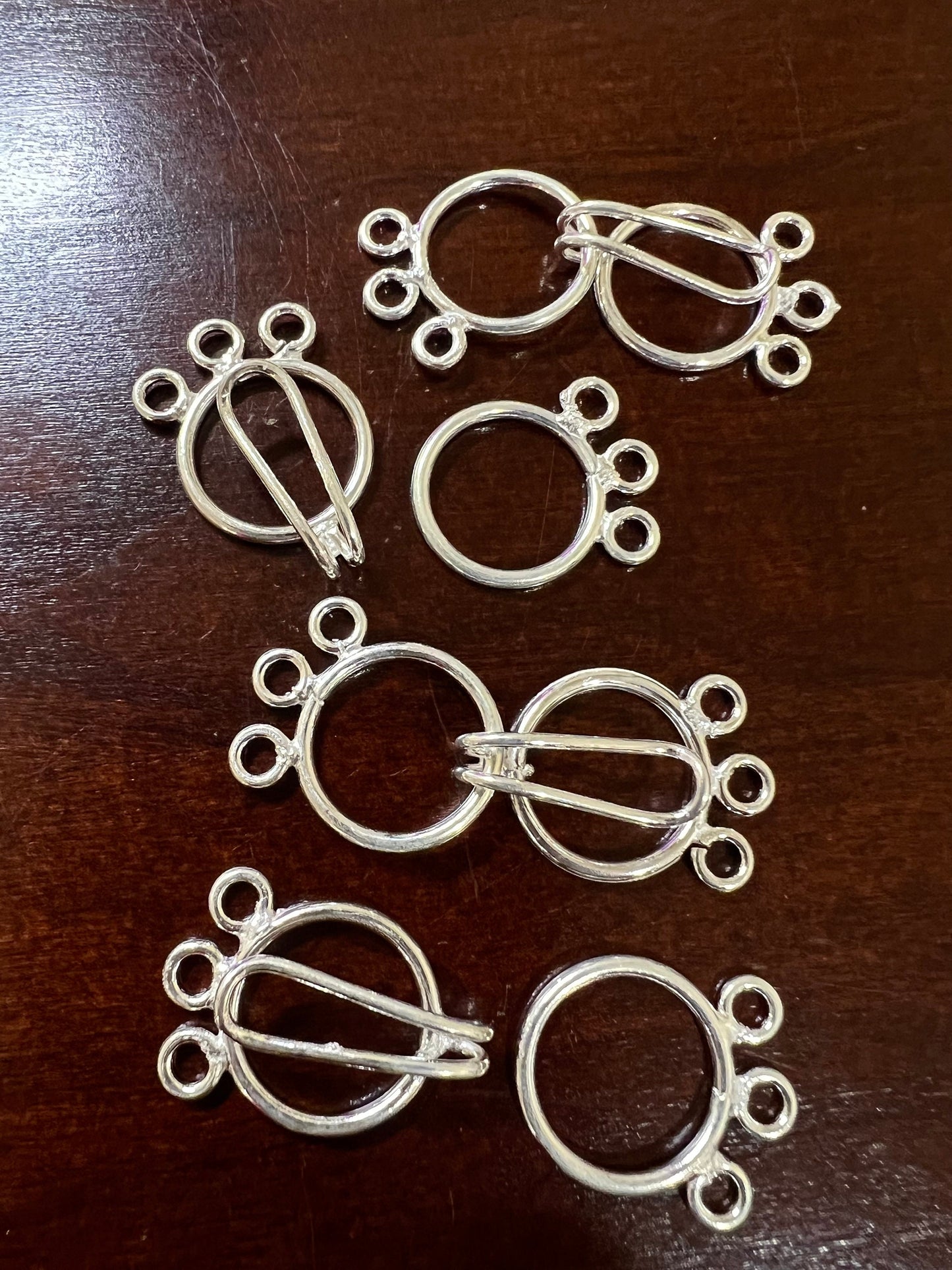 925 sterling silver 3 loop hook and eye circle 17mm each circle, 38mm long with both circle. Jewelry making multi line clasp . 1 set