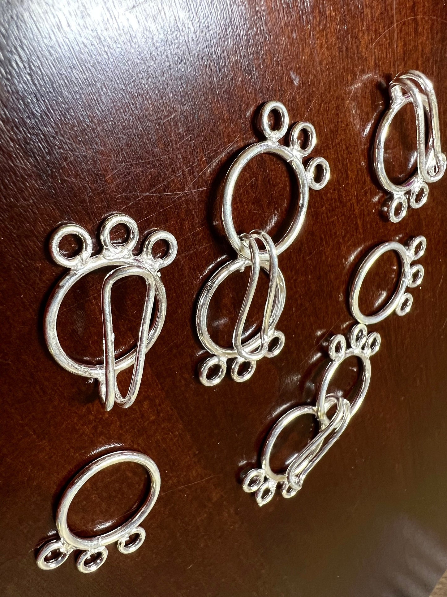 925 sterling silver 3 loop hook and eye circle 17mm each circle, 38mm long with both circle. Jewelry making multi line clasp . 1 set