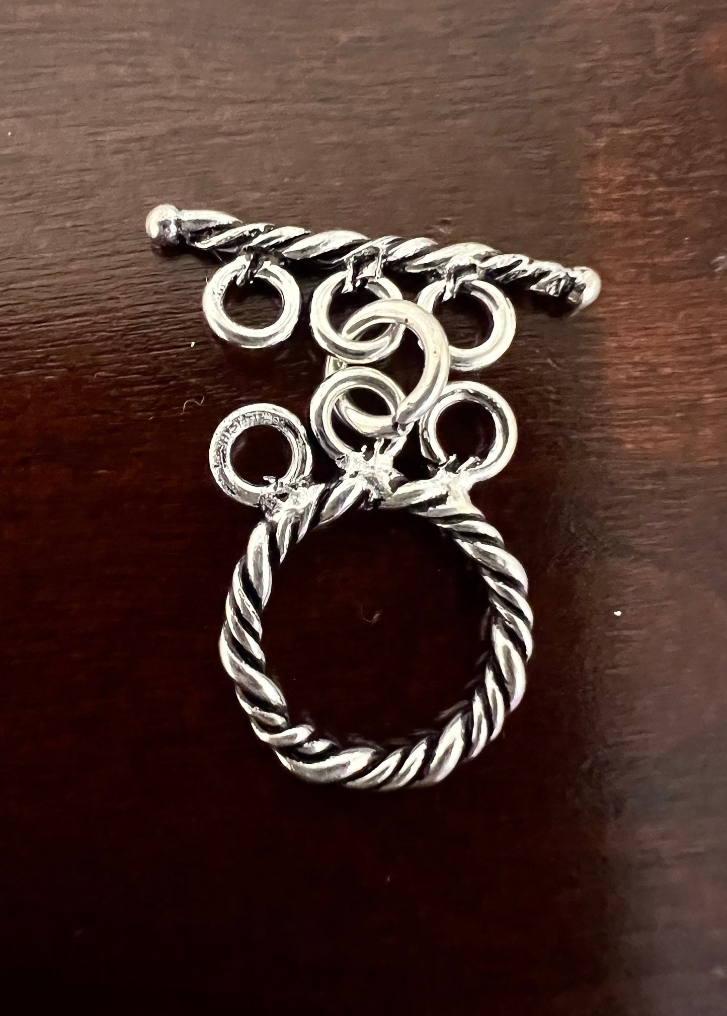 925 Sterling silver 14mm circle 3 loop toggle clasp , vintage handmade bali silver toggle jewelry making clasp.