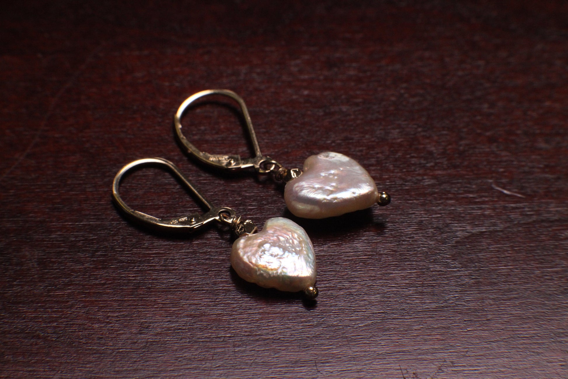 Freshwater Pearl 10-11mm Heart shape Pearl Dangling 14K Gold Filled Leverback Earrings. Minimalist cute simple Valentine gift