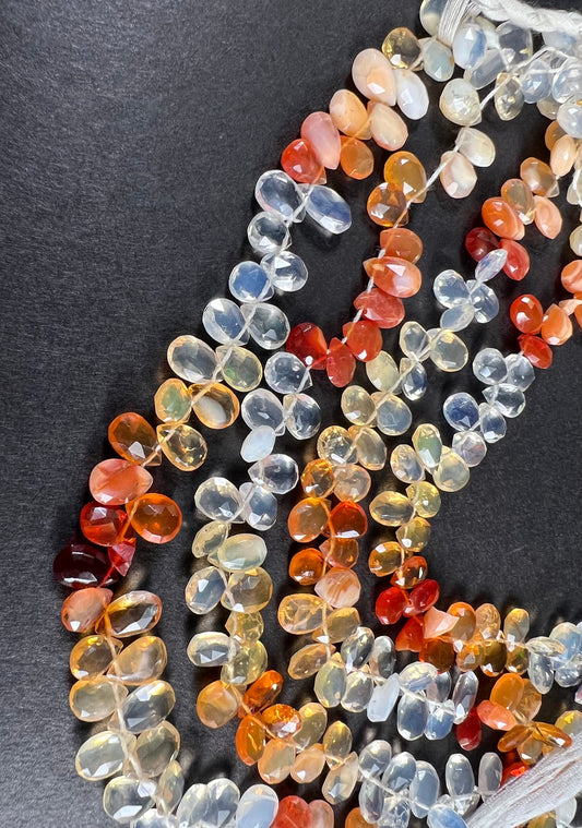 Natural mexican fire opal tear drop 6x8-9mm elegant jewelry making drop beads