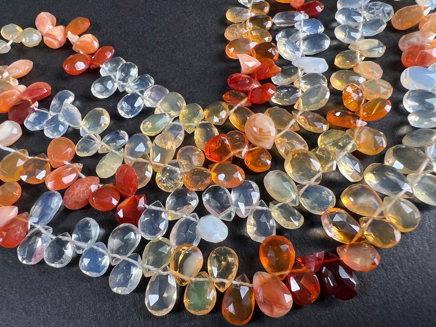 Natural mexican fire opal tear drop 6x8-9mm elegant jewelry making drop beads