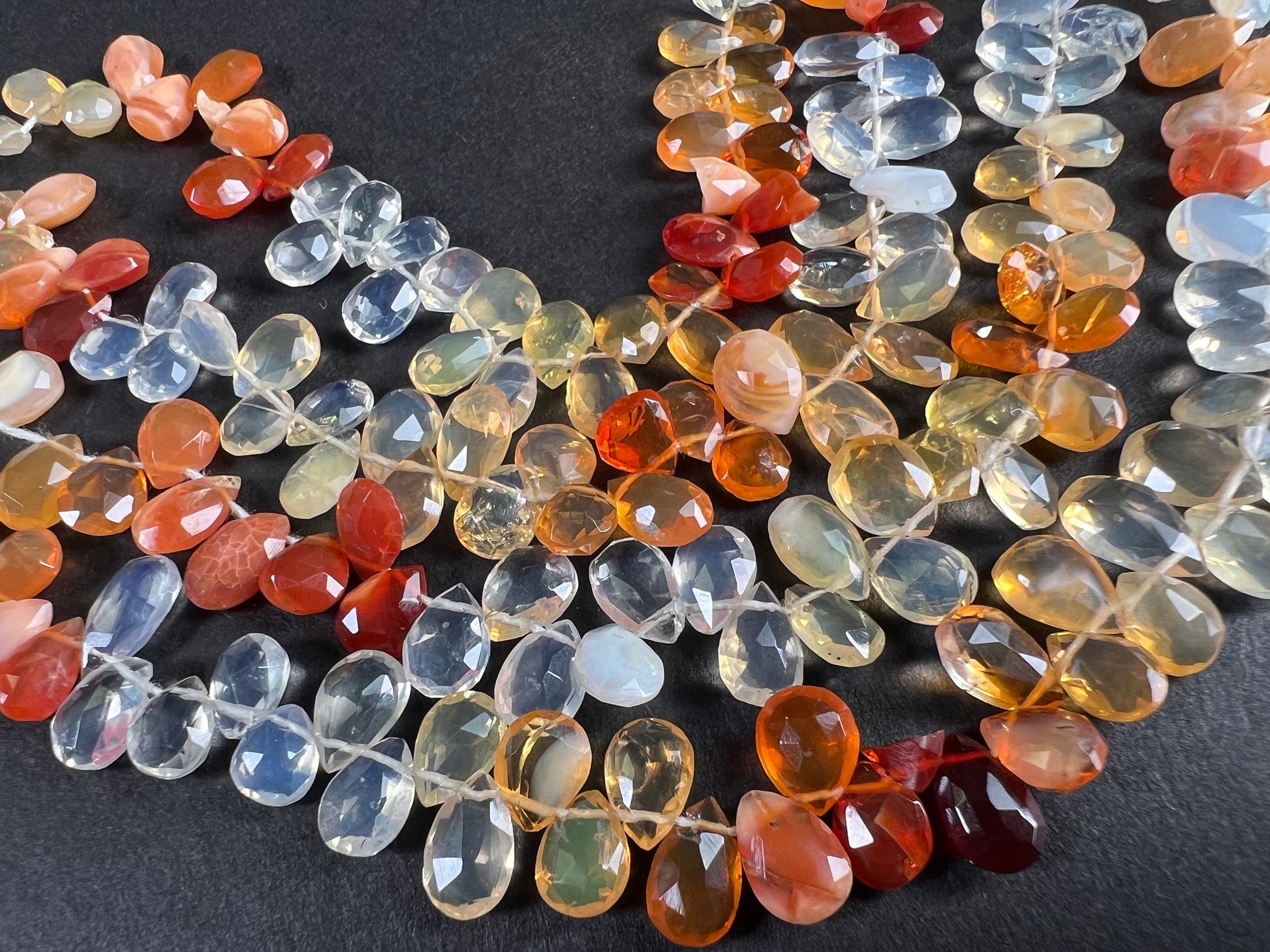 Natural mexican fire opal tear drop 6x8-9mm elegant jewelry making drop beads