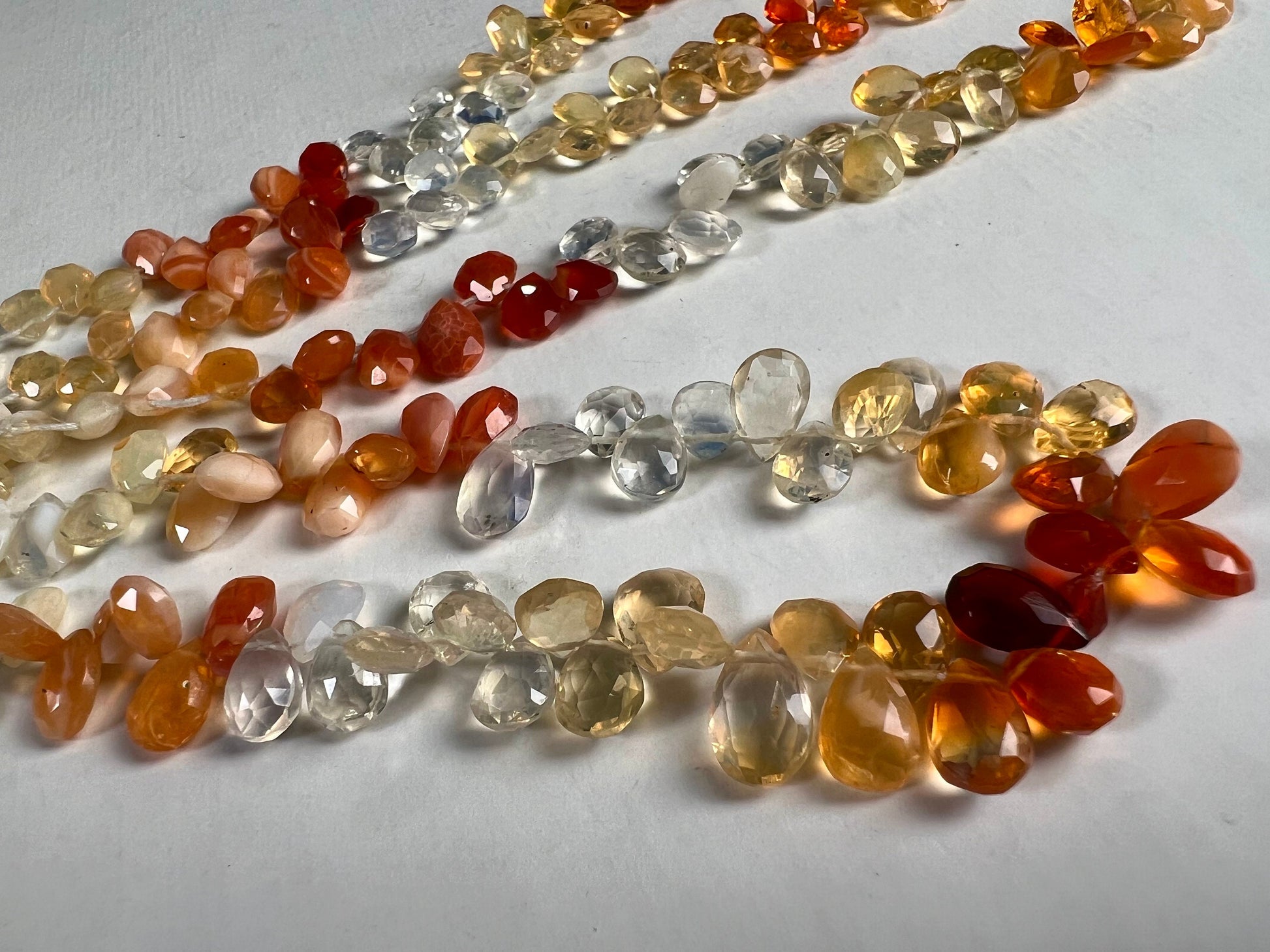 Natural mexican fire opal tear drop 6x8-9mm elegant jewelry making drop beads