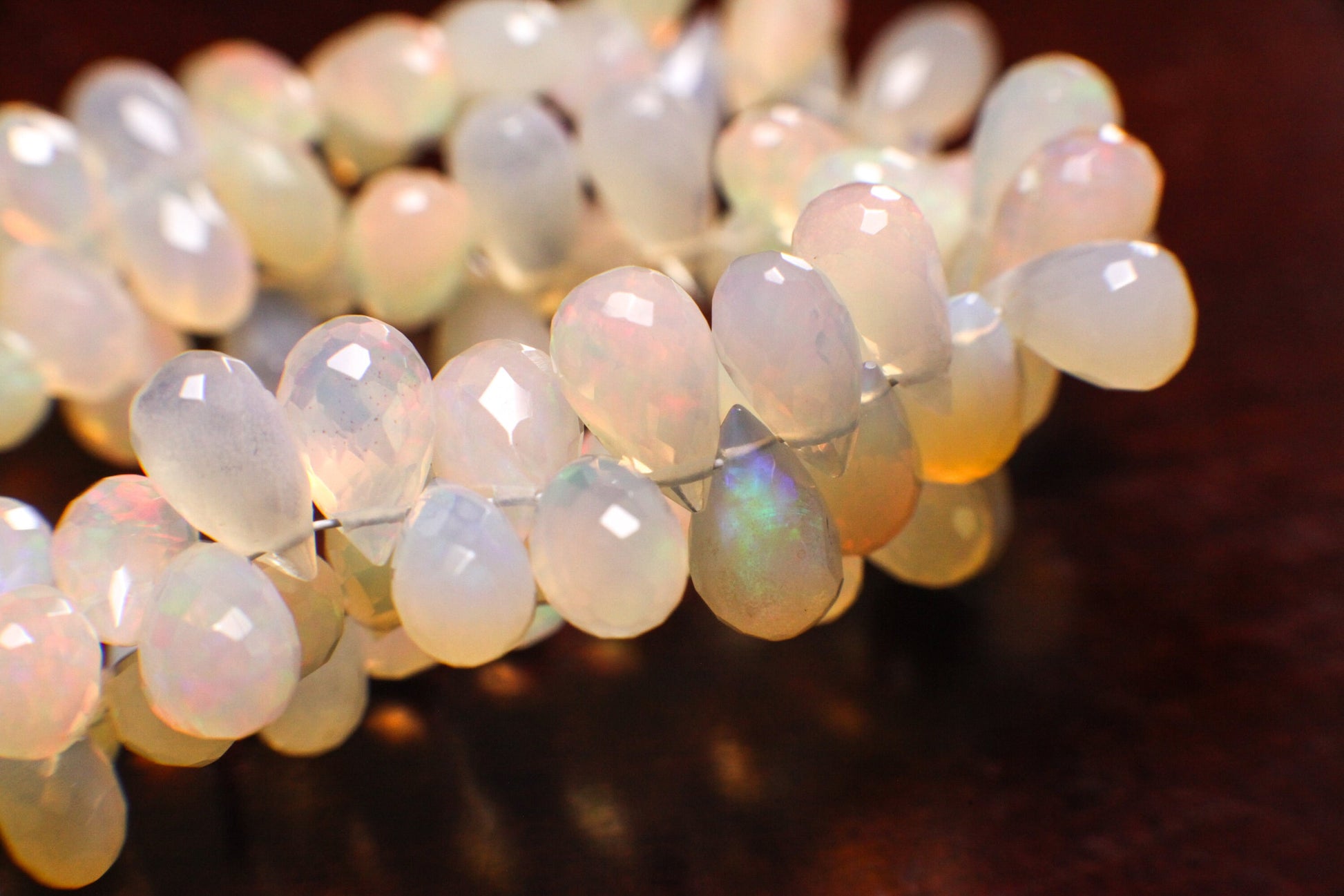 Genuine Ethiopian Fire Opal , Welo Opal 4.5x8-5.5-9.5mm Faceted Tear drop, AAA quality fiery Opal jewelry making Briolette beads