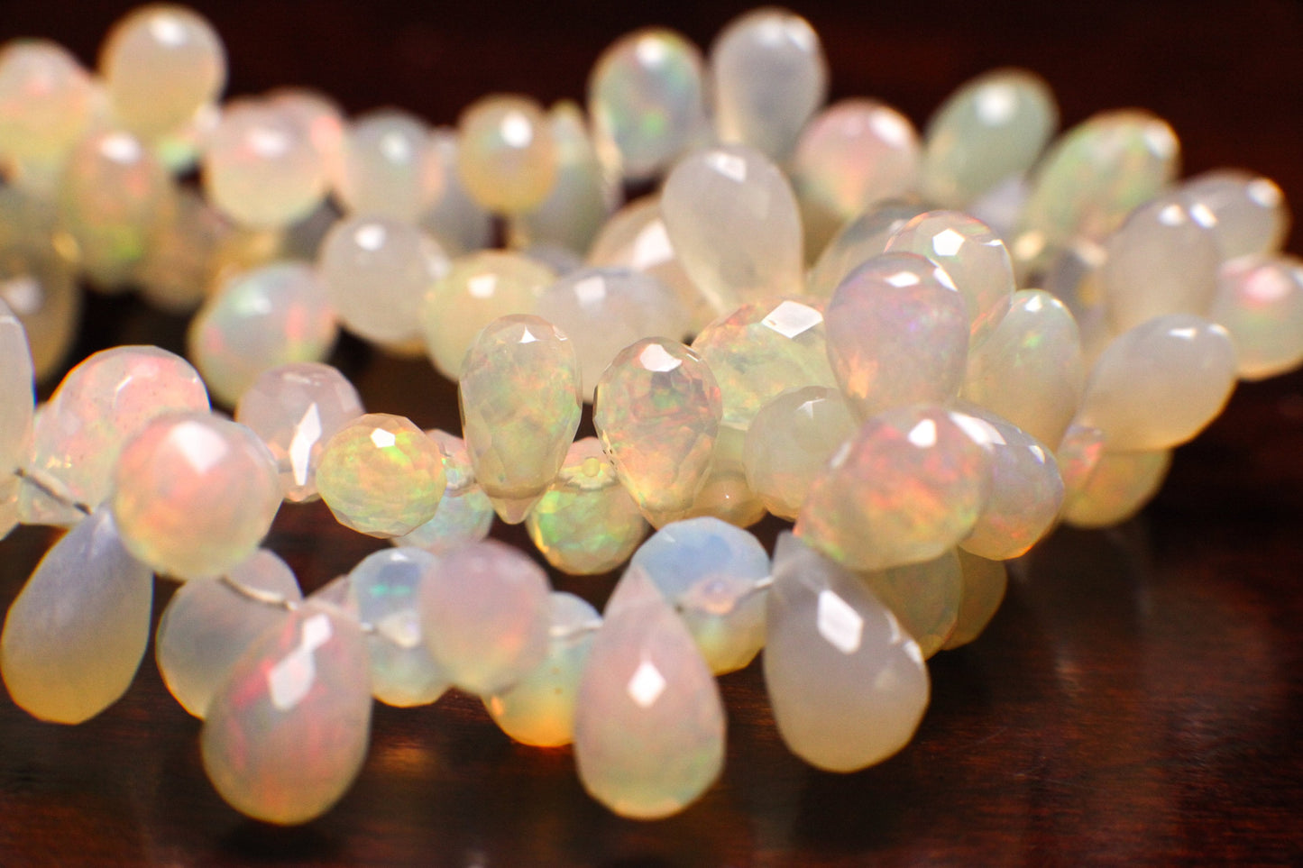 Genuine Ethiopian Fire Opal , Welo Opal 4.5x8-5.5-9.5mm Faceted Tear drop, AAA quality fiery Opal jewelry making Briolette beads