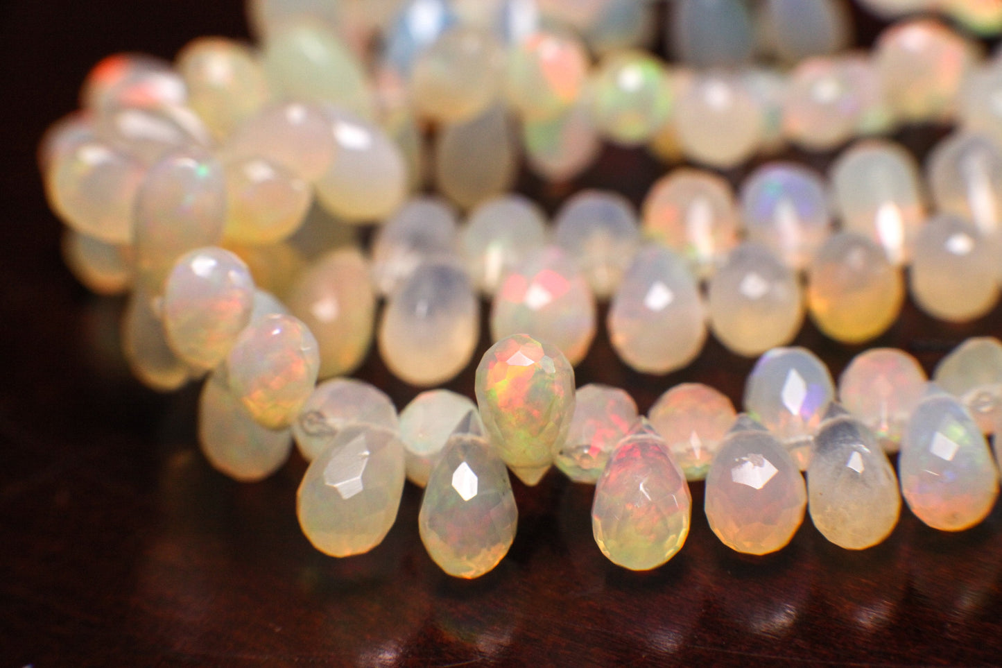 Genuine Ethiopian Fire Opal , Welo Opal 4.5x8-5.5-9.5mm Faceted Tear drop, AAA quality fiery Opal jewelry making Briolette beads