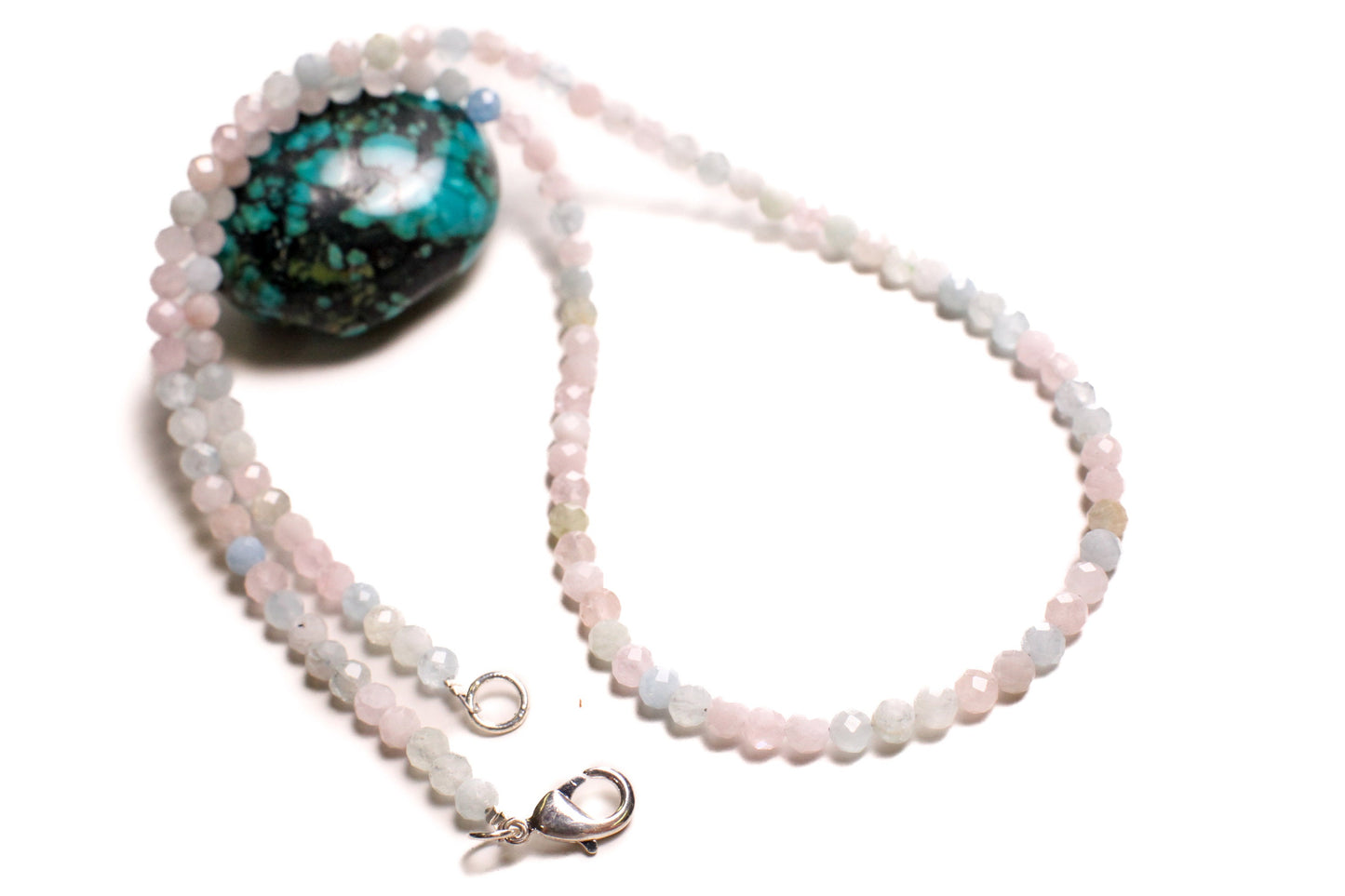 Morganite Multi Aquamarine Faceted 4mm Round Choker Layering Elegant Necklace gift