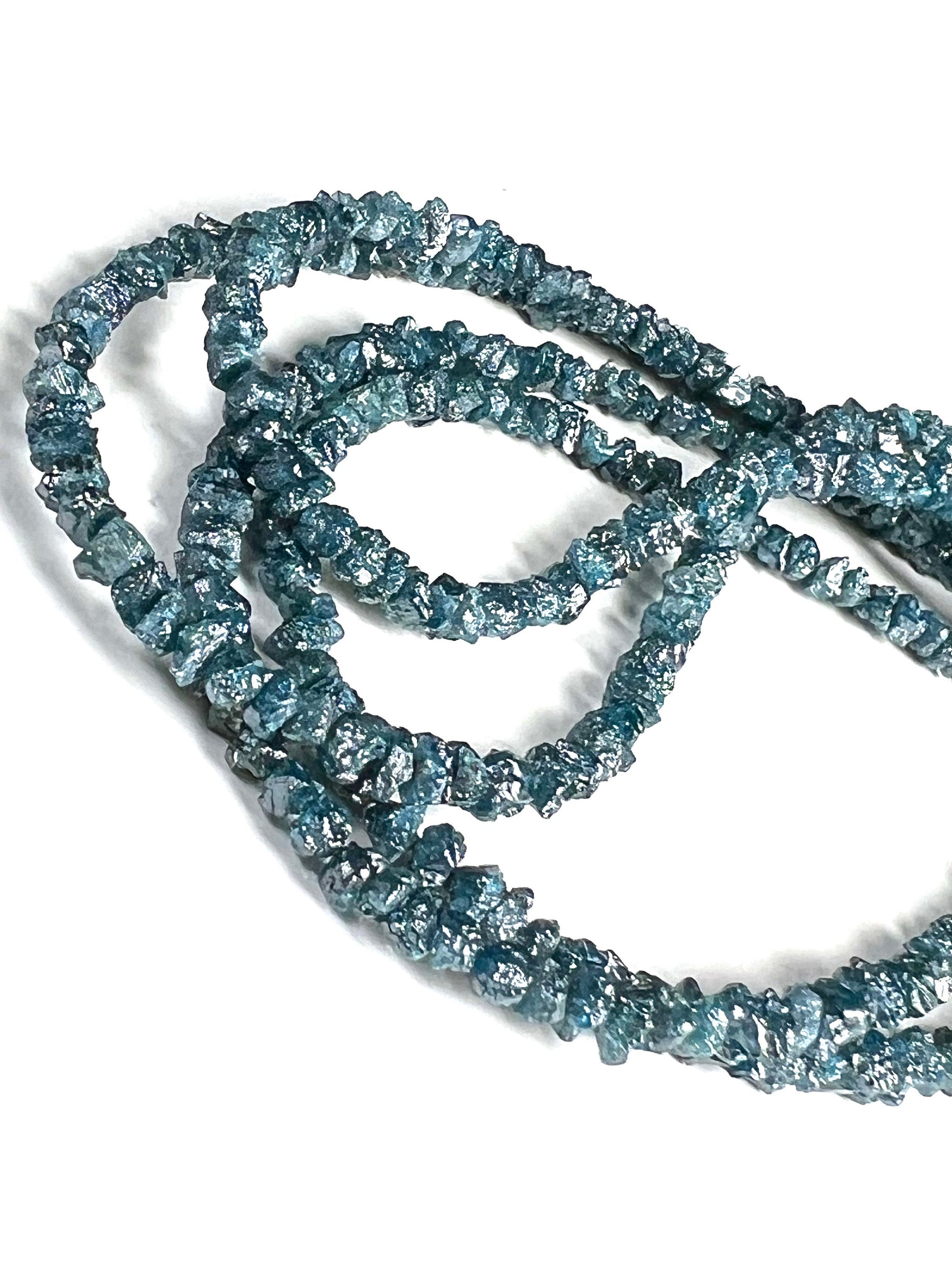 Natural Blue Diamond Raw Uncut nugget bead, AAA Quality 3.5-4mm Large size Raw Diamond nugget bead for Jewelry making , healing 7.5”