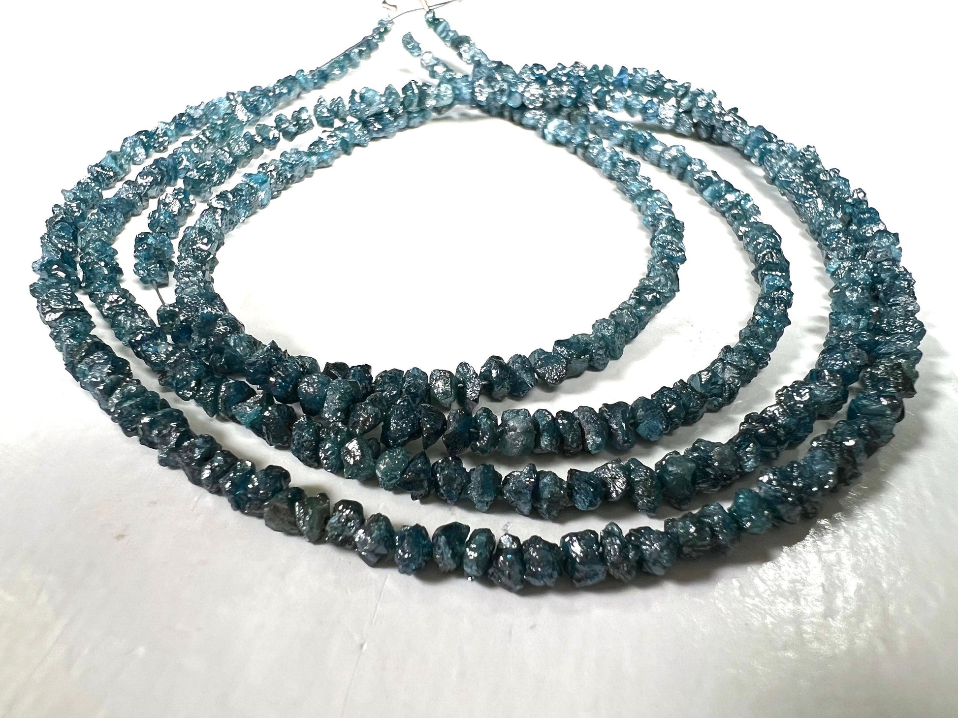Natural Blue Diamond Raw Uncut nugget bead, AAA Quality 3.5-4mm Large size Raw Diamond nugget bead for Jewelry making , healing 7.5”