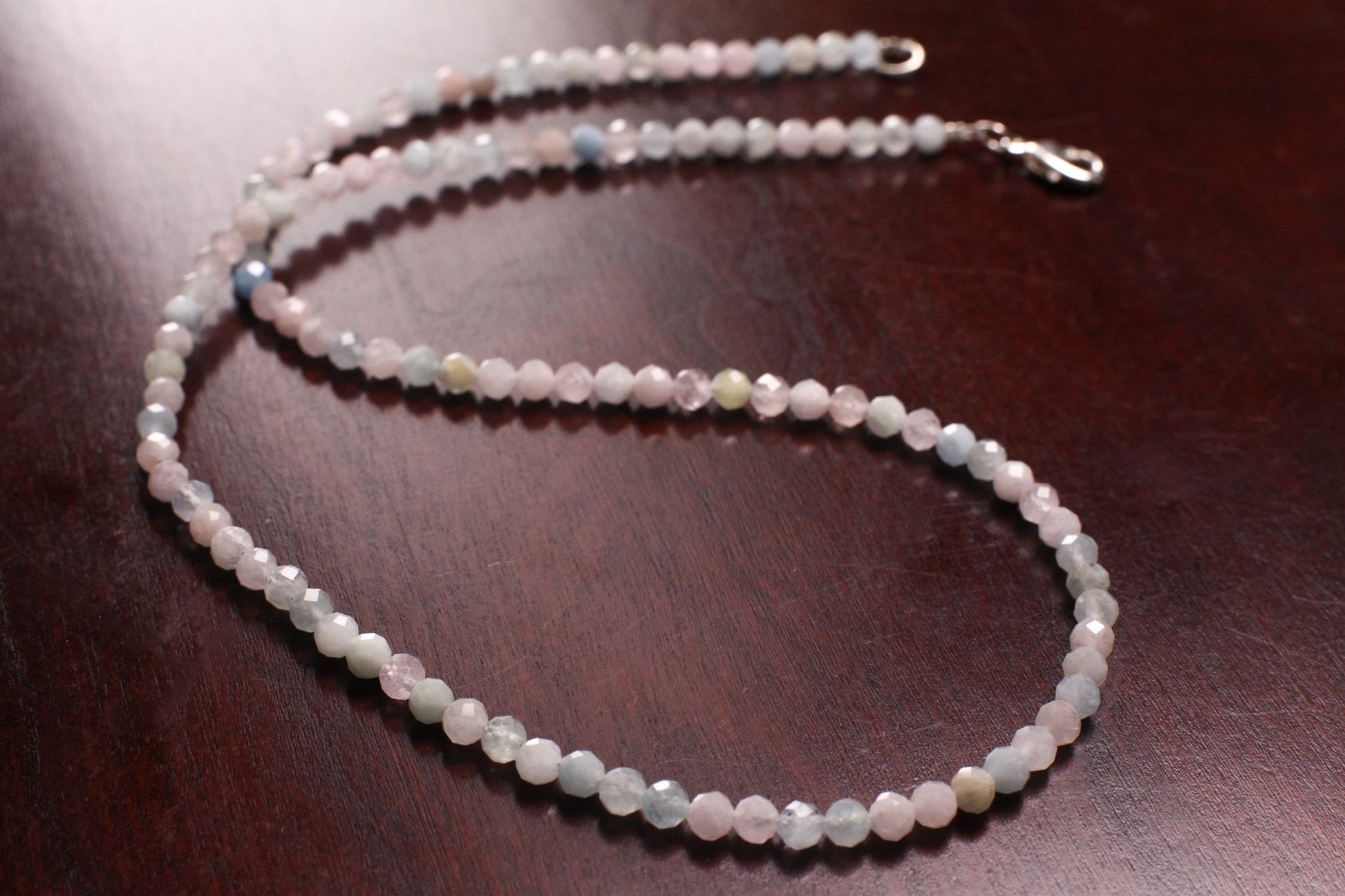 Morganite Multi Aquamarine Faceted 4mm Round Choker Layering Elegant Necklace gift