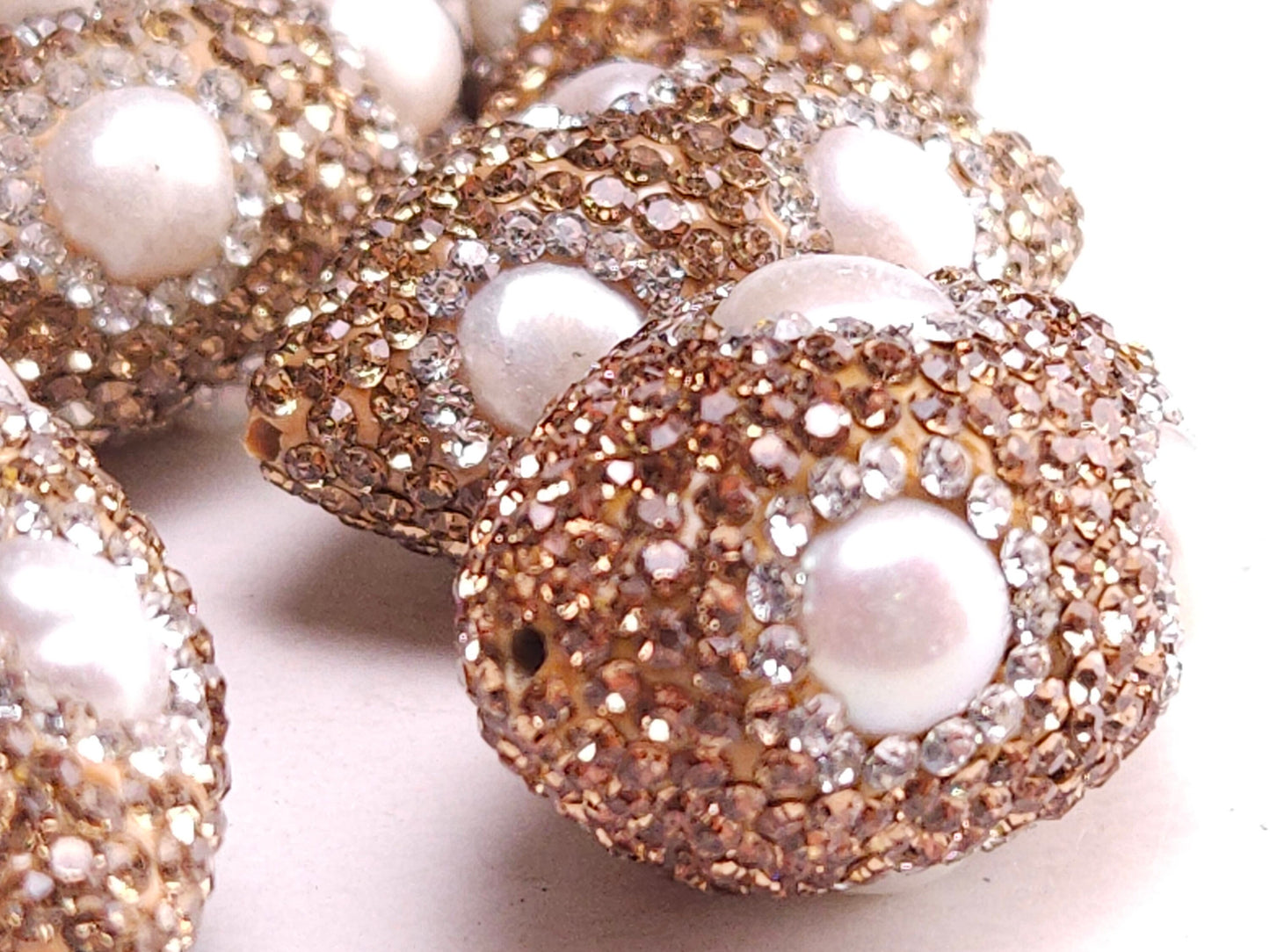 Freshwater Pearl with Gold Crystal Pave Rhinestone Handmade Fancy Focal Bead, 18x30mm, 1 pc, Jewelry Making Bling Bead