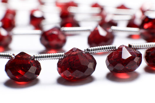 Mozambique Garnet AAA Micro Faceted Onion Drop 4.5-7.5mm , Jewelry Making Rich Dark Red Cut gems,January Birthstone, 6, 12 pieces St,