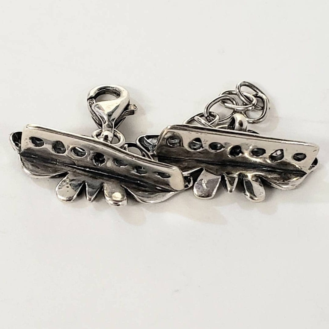Marcasite 925 sterling silver multi strand 7 loop butterfly extensions clasp, 21mm long necklace bracelet making vintage clasp, 2 pcs,1 set