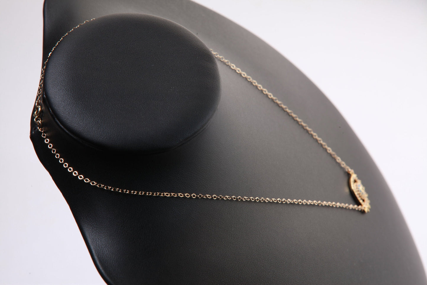 Evil Eye CZ Pendant 14K Gold Filled Chain Necklace, Evil Eye Protection Charm Necklace, Cubic Zirconia Jewelry Gold Lucky Charm Necklace