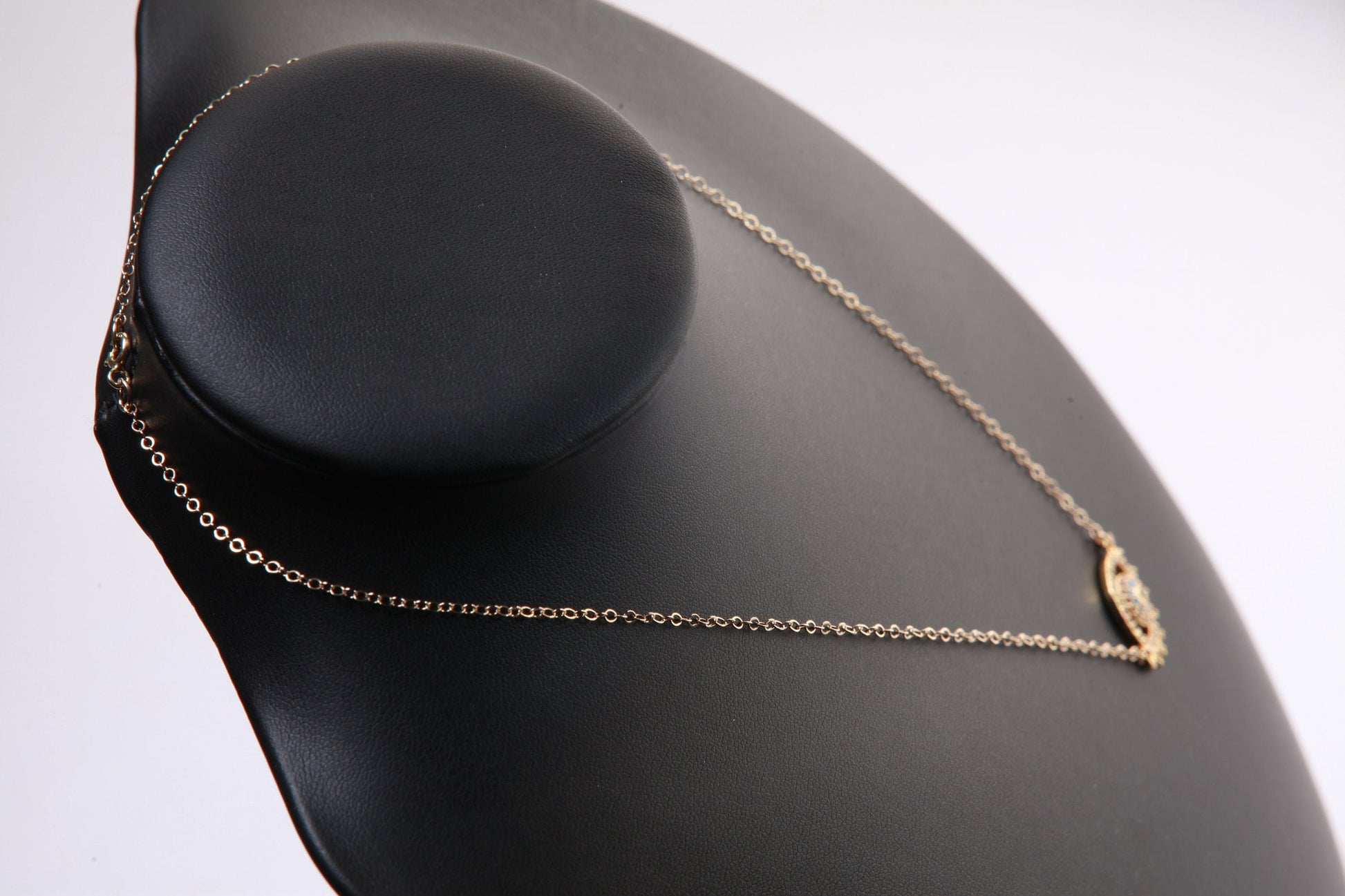 Evil Eye CZ Pendant 14K Gold Filled Chain Necklace, Evil Eye Protection Charm Necklace, Cubic Zirconia Jewelry Gold Lucky Charm Necklace