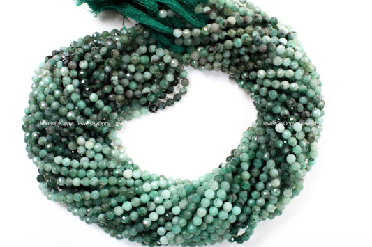 Natural Emerald 3.5mmFaceted Roundel AA for Jewelry Making, Necklace, Bracelet, Gift, Gemstone Green Beads 12.5&quot; Strand