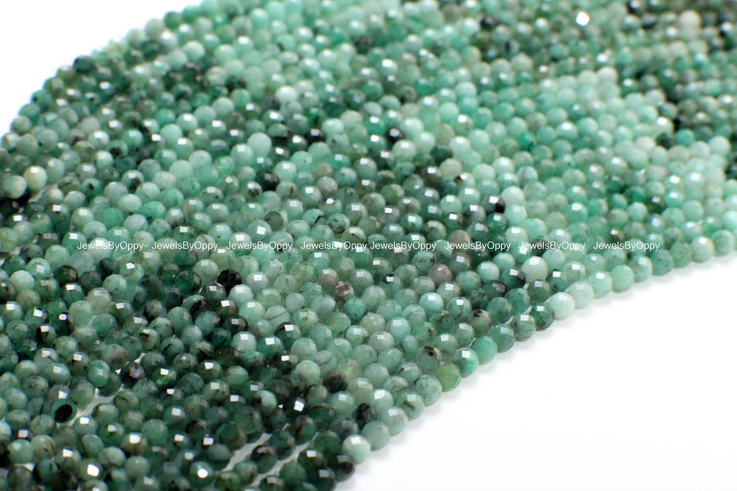 Natural Emerald 3.5mmFaceted Roundel AA for Jewelry Making, Necklace, Bracelet, Gift, Gemstone Green Beads 12.5&quot; Strand