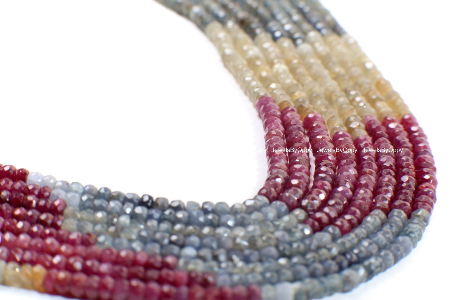 Multi Natural Sapphire 4mm Rondelle Gemstone DIY Jewelry Making Beads in 6"/13" Strand