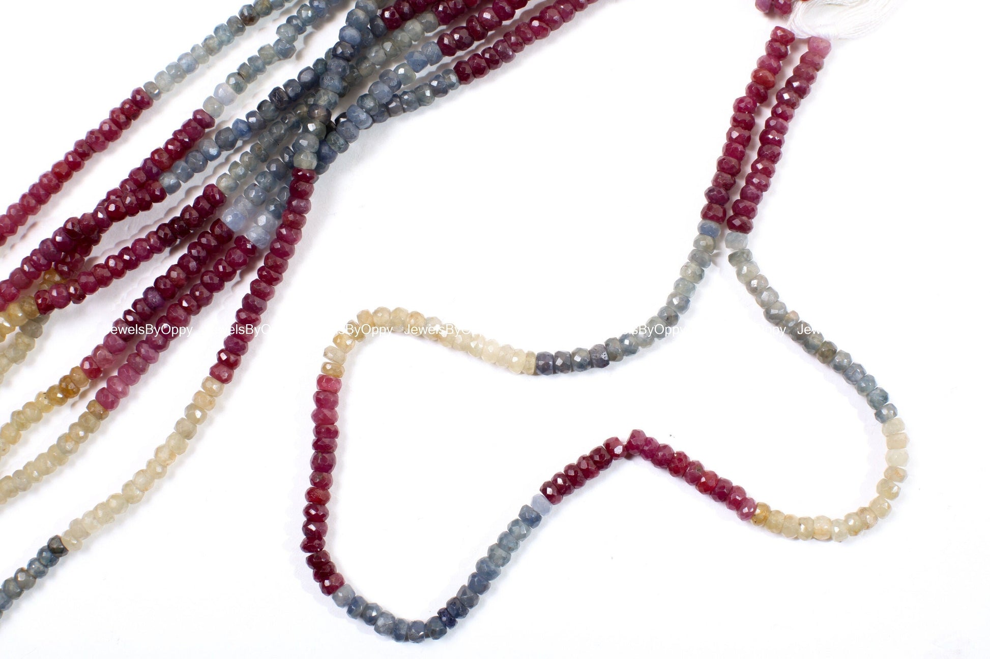 Multi Natural Sapphire 4mm Rondelle Gemstone DIY Jewelry Making Beads in 6&quot;/13&quot; Strand