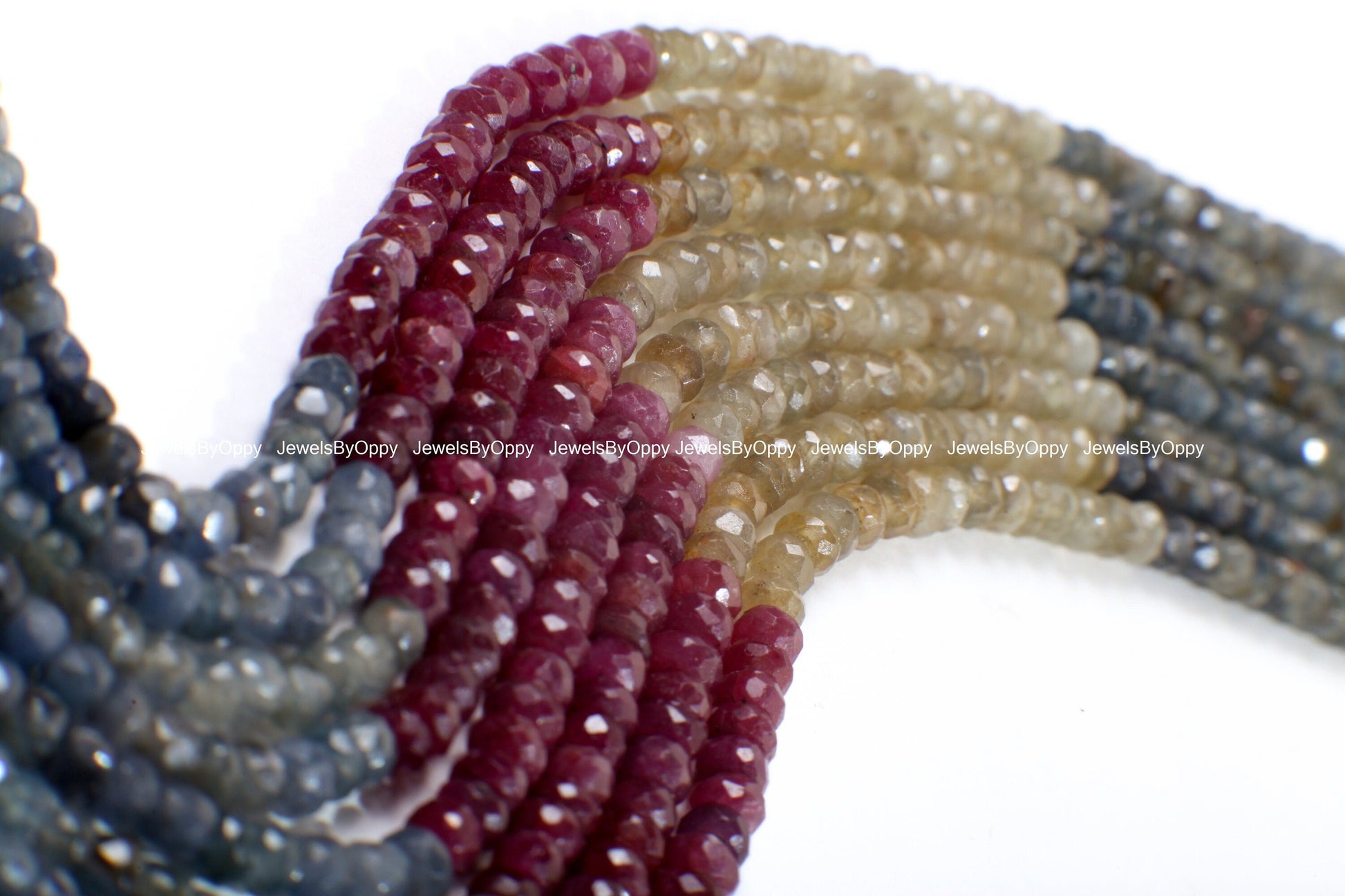 Multi Natural Sapphire 4mm Rondelle Gemstone DIY Jewelry Making Beads in 6&quot;/13&quot; Strand