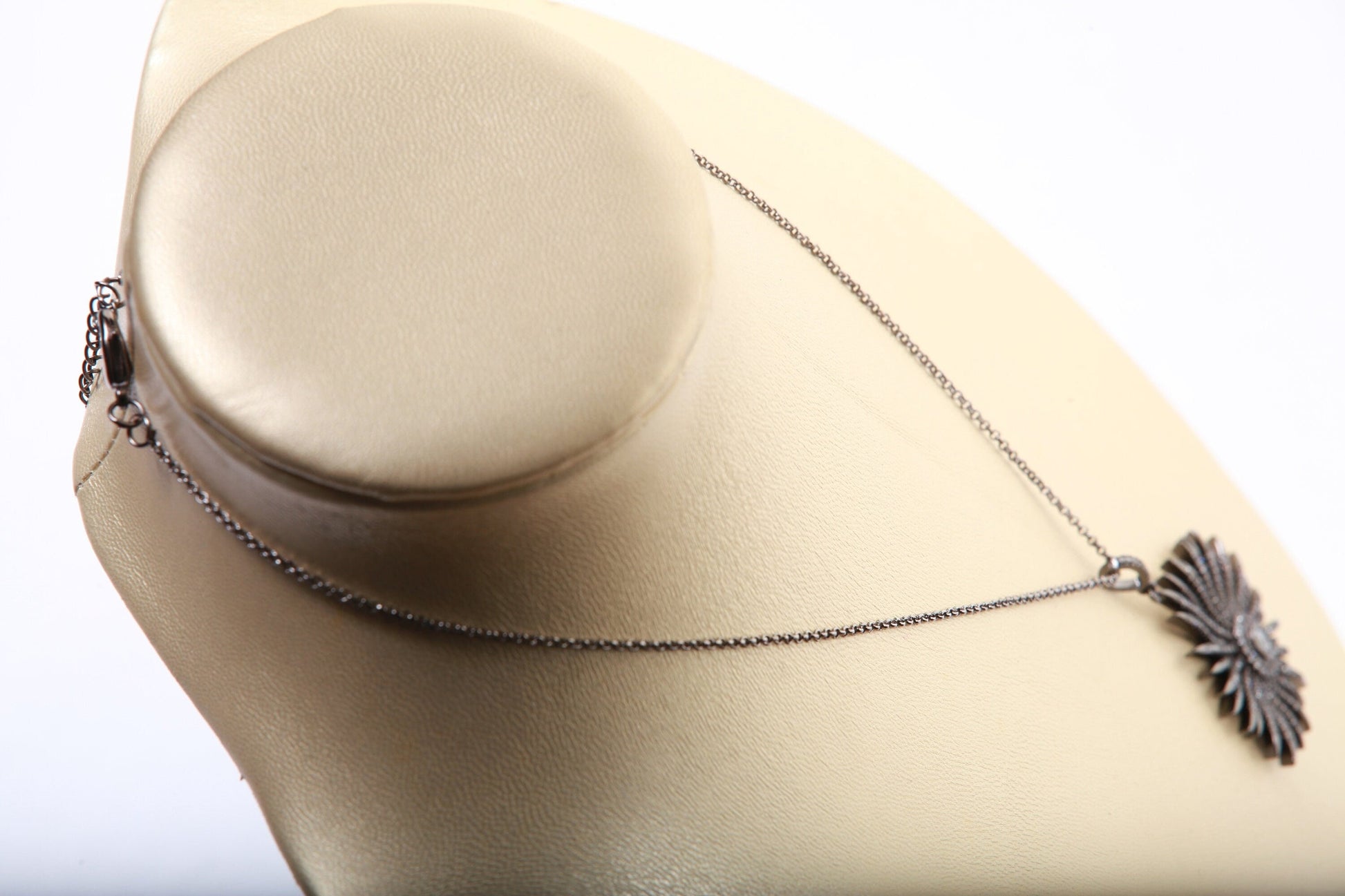 Cubic Zirconia Oxidized and Rhinestone Diamond Ball Pendant Extendable Necklace