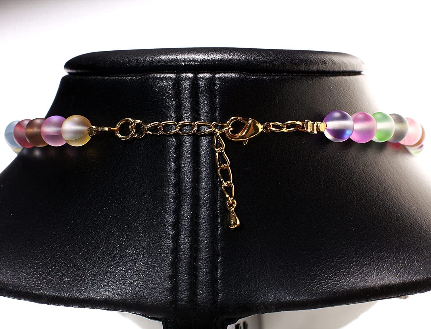 Matte multi color sea Glass, Mermaid bead ,South Sea Seashell White Pearl pendant,Red Spinel Faceted Spacers Necklace plus 2" Extension