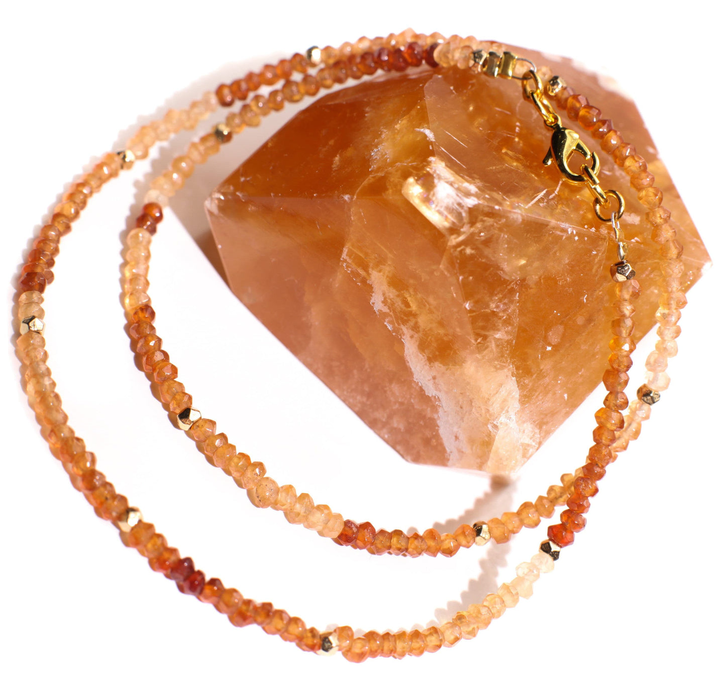 Hessonite Garnet 3.5mm Faceted Rondelle Choker Layering Necklace, Handmade Gold Necklace, Autumn,gift for her