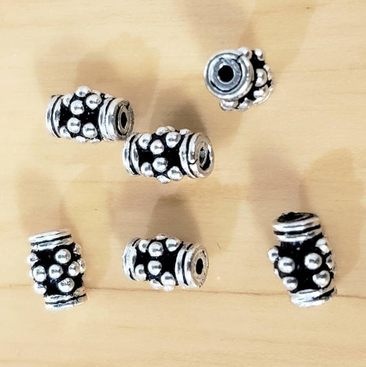 4 pcs sterling silver bali spacer bead 4×6mm Vintage handmade jewelry making spaer bali oxidized bead for bracelet necklace earrings .