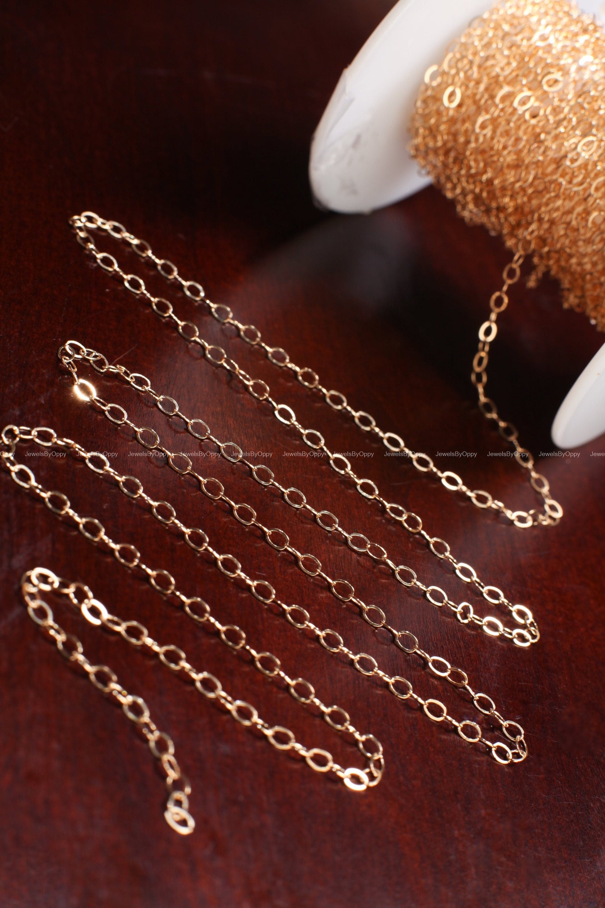 14K Gold Filled Cable Chain, 3x2mm Flat Oval Cable Chain, Jewelry Making Unfinished Italian Chain