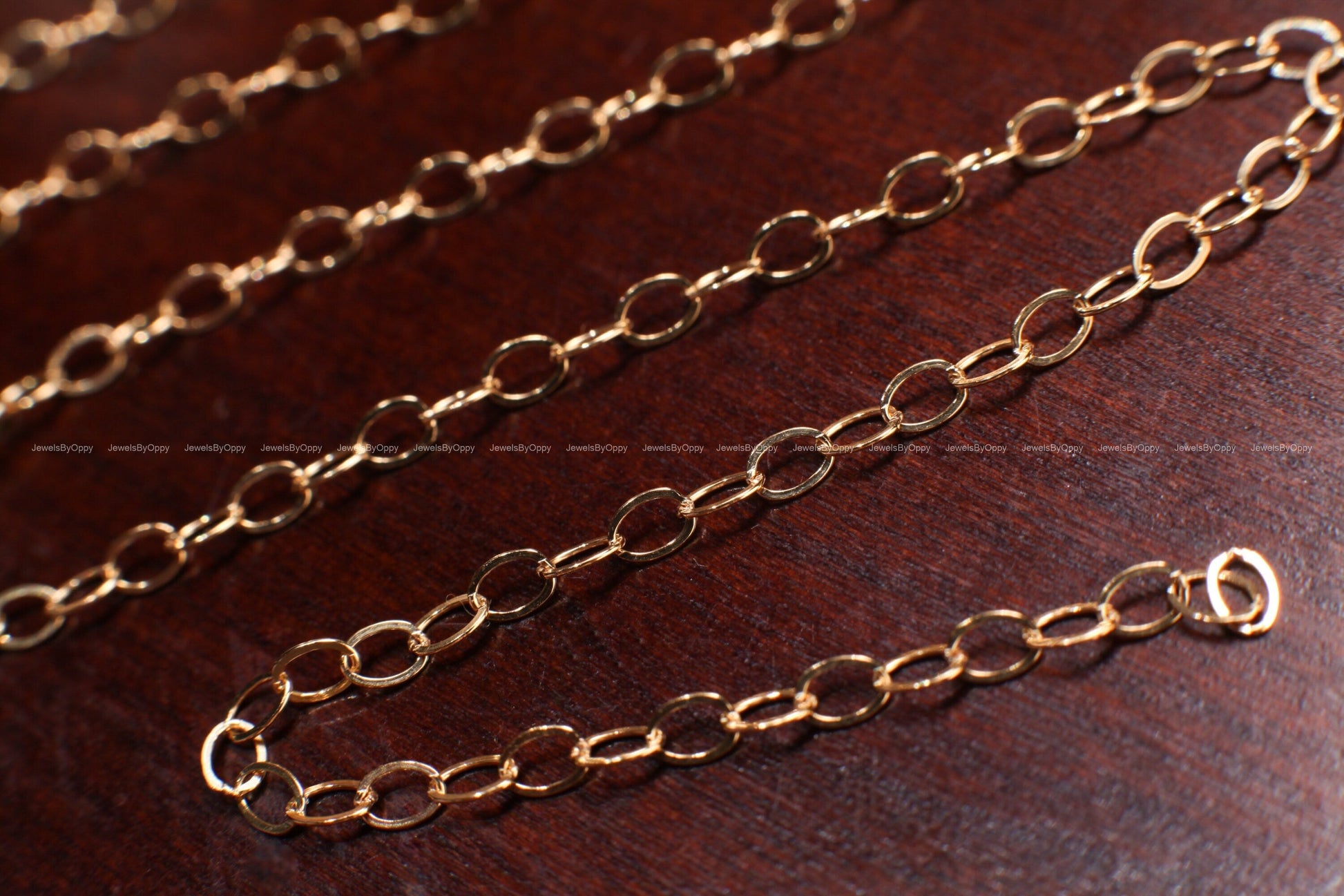 14K Gold Filled Cable Chain, 3x2mm Flat Oval Cable Chain, Jewelry Making Unfinished Italian Chain