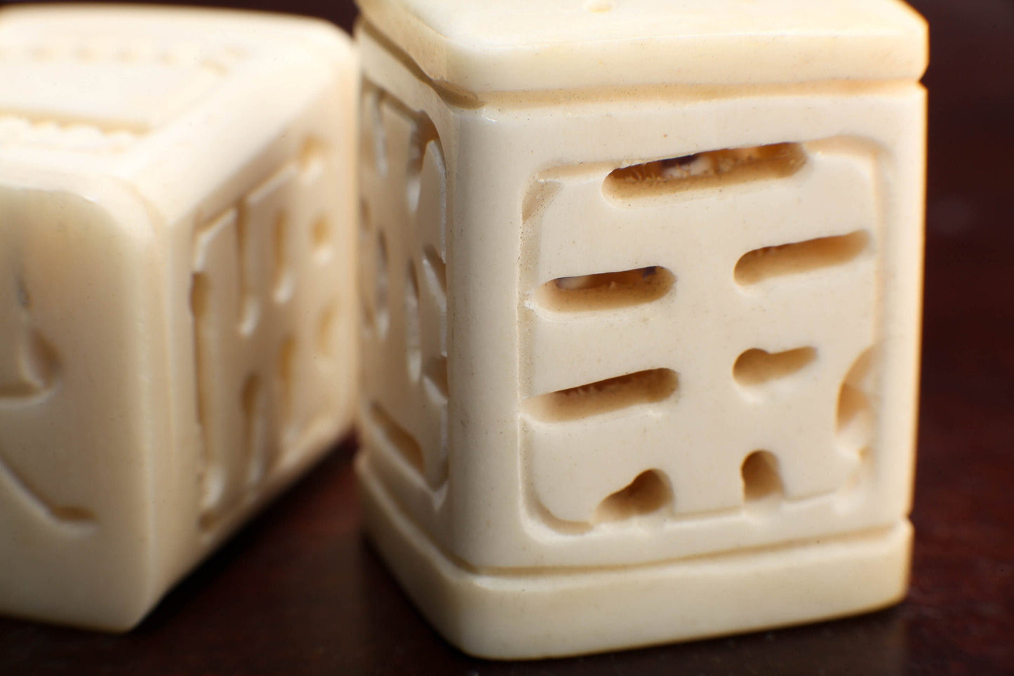 Carved Buffalo Bone White Rectangle Box Shape, Barrel Shape Carved Dragon 26-28x35mm, Hollow Drilled Bead, Art Deco