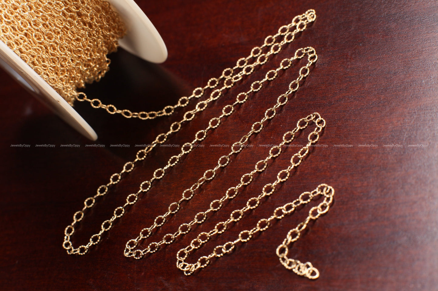 14K Gold Filled Cable Chain, 2.5x3.4mm Cable Knurled Chain, Jewelry Making Unfinished Italian Chain