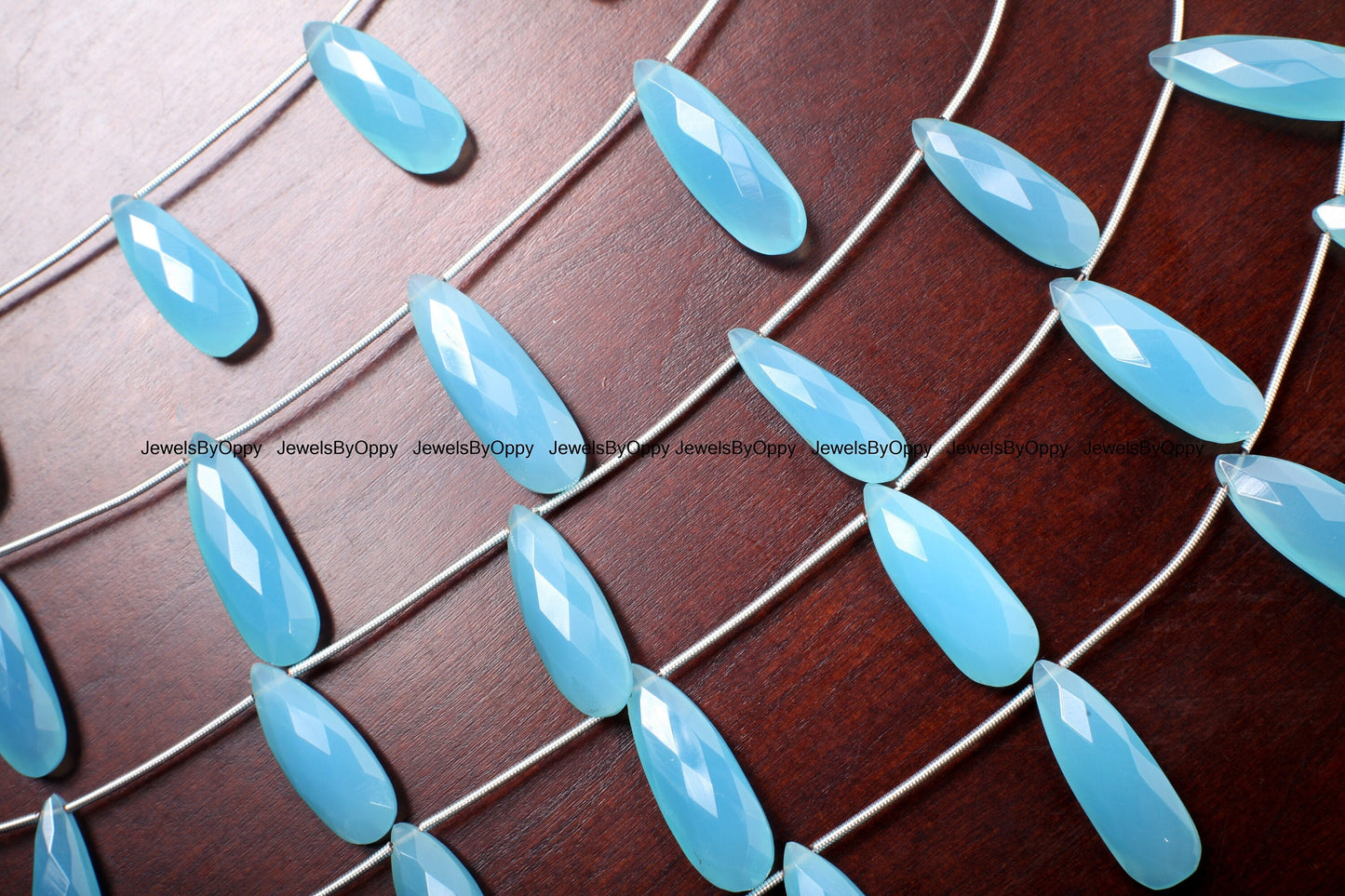 Blue Chalcedony Faceted Long Pear Drop 25x8-29x11mm, AAA Jewelry Making Bracelet, Necklace Teardrop Earrings Gemstone Beads