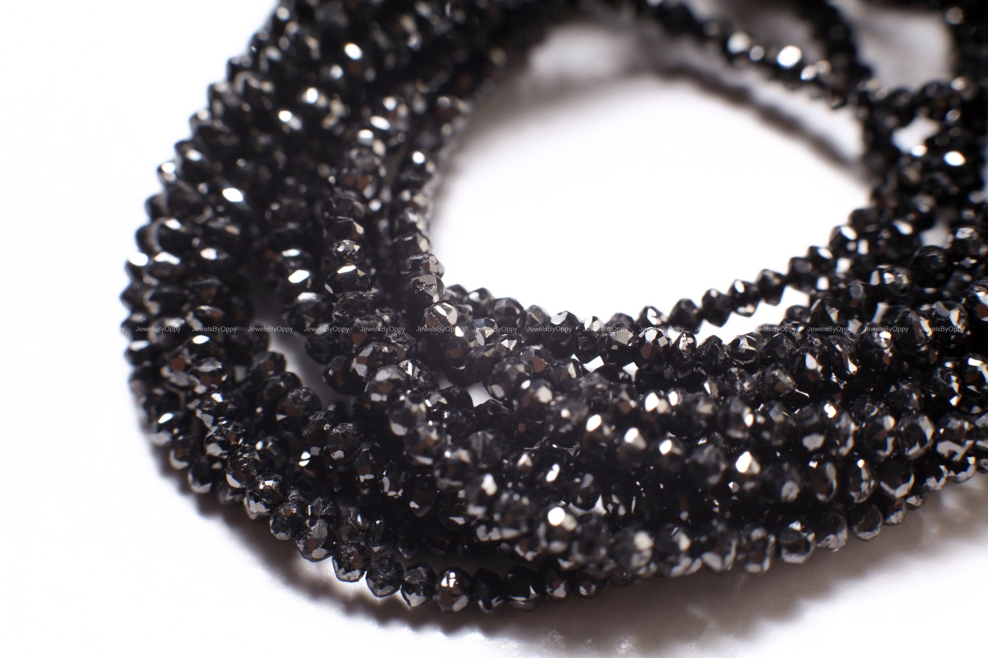 Natural Black Diamond Faceted Roundel Bead, AAA Quality 2-3mm Diamond Bead for Jewelry making. 1" to 15" full strand 12 cts