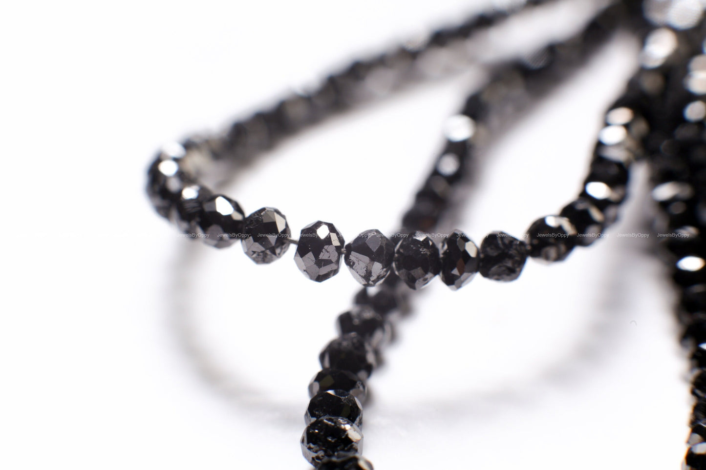 Natural Black Diamond Faceted Roundel Bead, AAA Quality 2-3mm Diamond Bead for Jewelry making. 1&quot; to 15&quot; full strand 12 cts