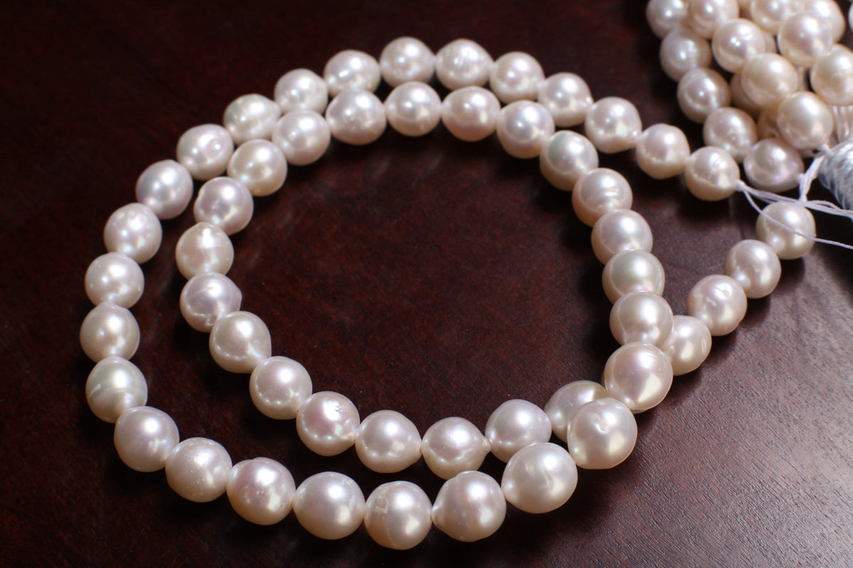 Natural Freshwater Pearl 7-7.5mm Potato round Pearl, Good Luster 15" strand for Jewelry Making Pearl , Bracelet, Earrings, Necklace