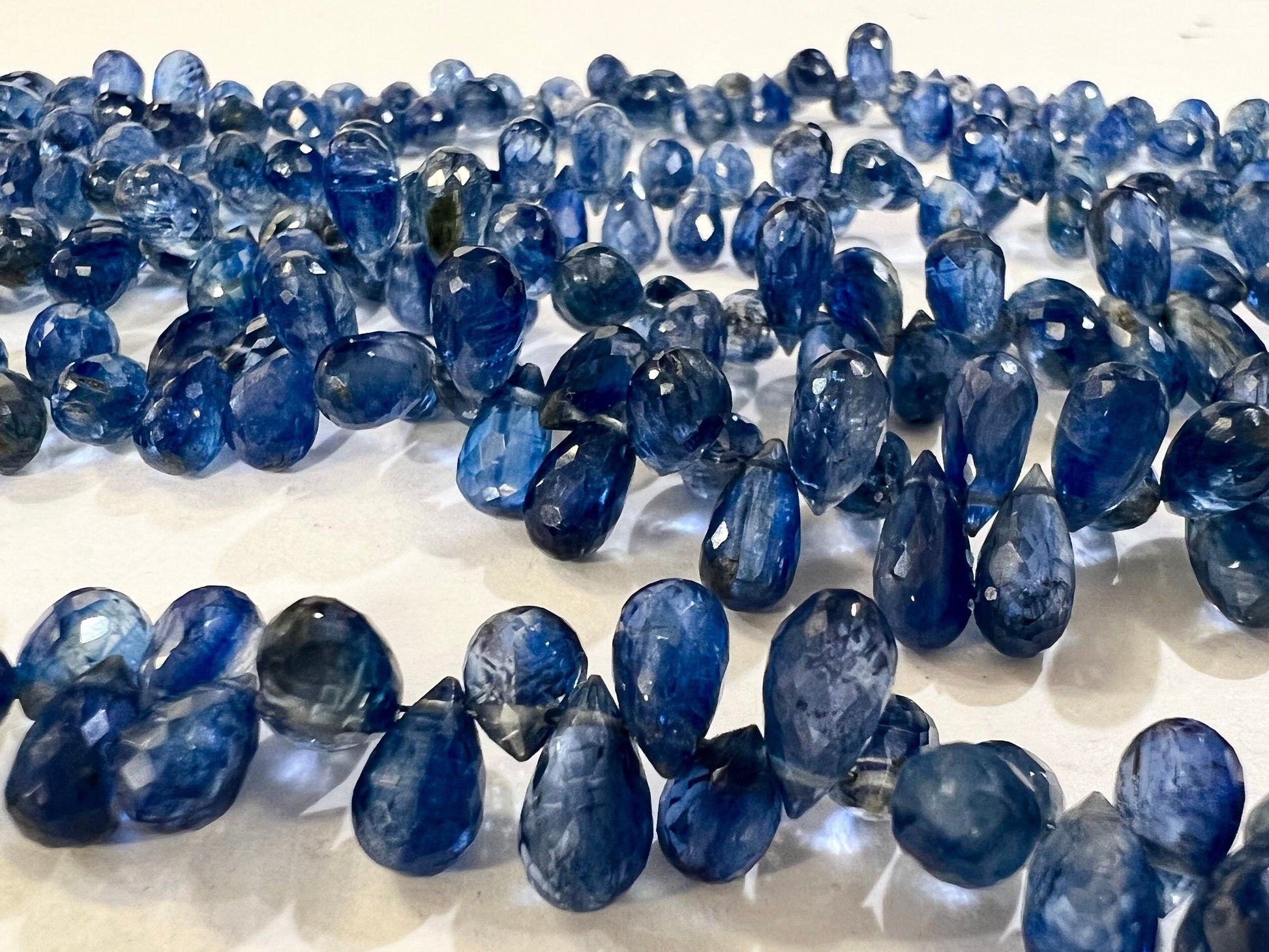 Kyanite Micro Faceted 4.5x7-5x10mm Briolette Drop, Jewelry Making Gemstone Beads