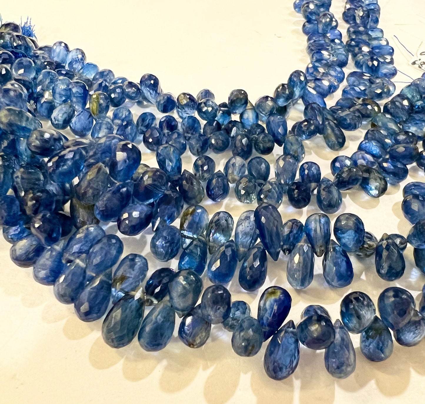 Kyanite Micro Faceted 4.5x7-5x10mm Briolette Drop, Jewelry Making Gemstone Beads