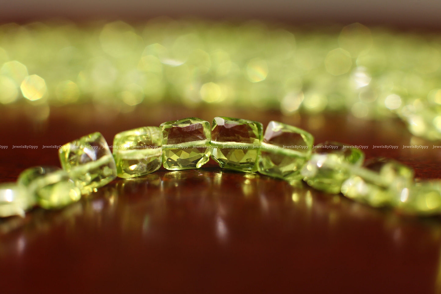 Genuine Peridot Faceted 4.5-5.5mm Square Cushion Shape Faceted AAA Quality August Birthstone Beads